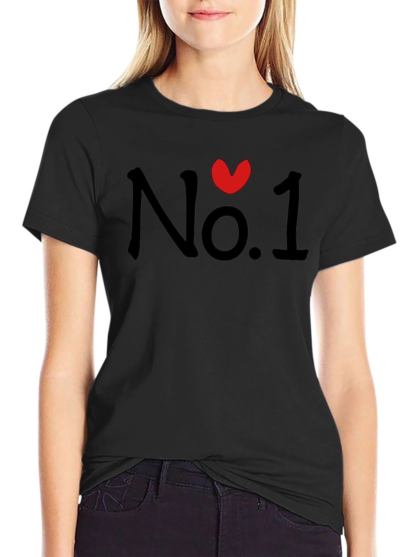 No. 1 Heart Graphic Black T-Shirt