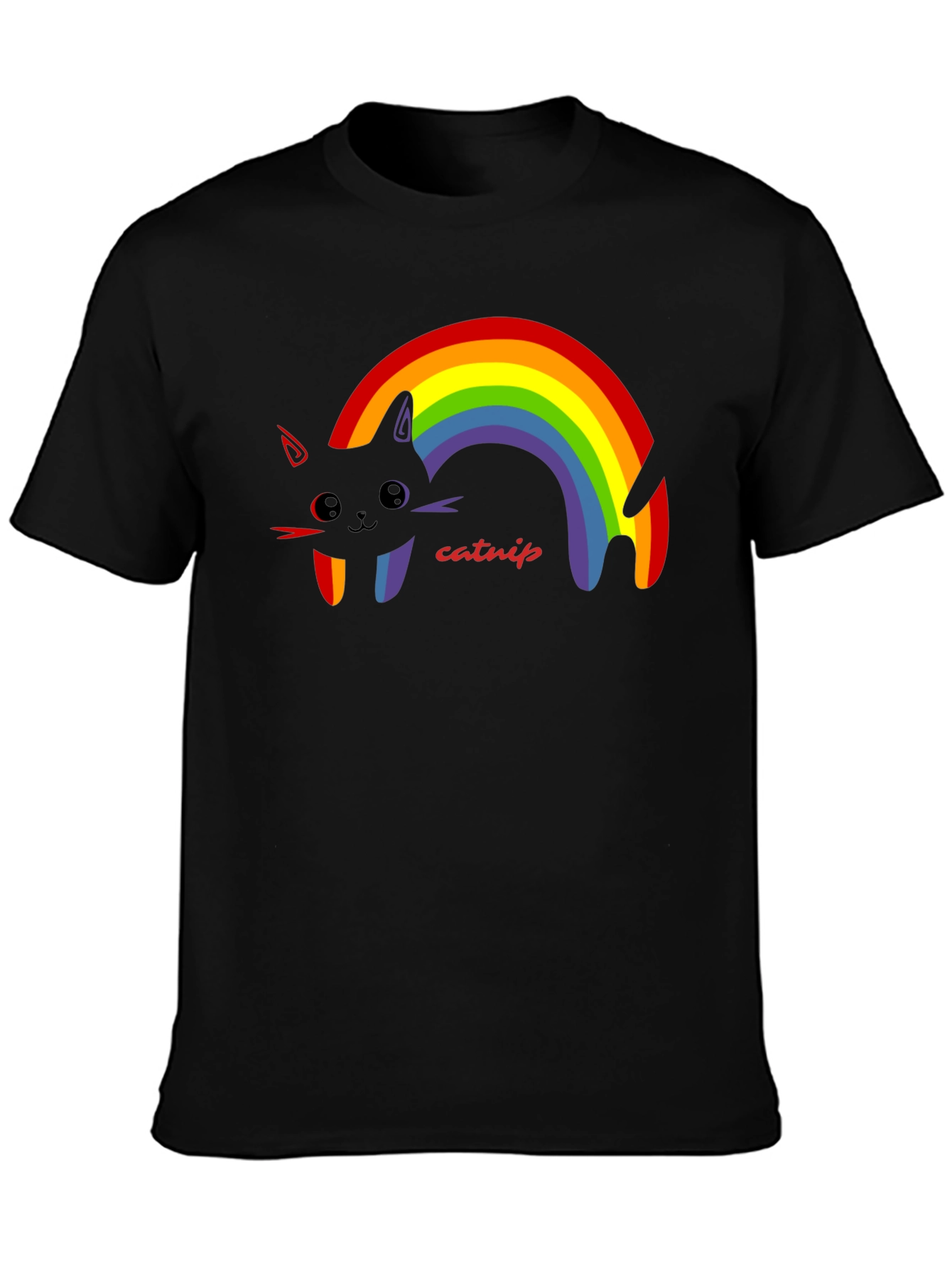 Rainbow Catnip T-Shirt - Black Cotton Tee