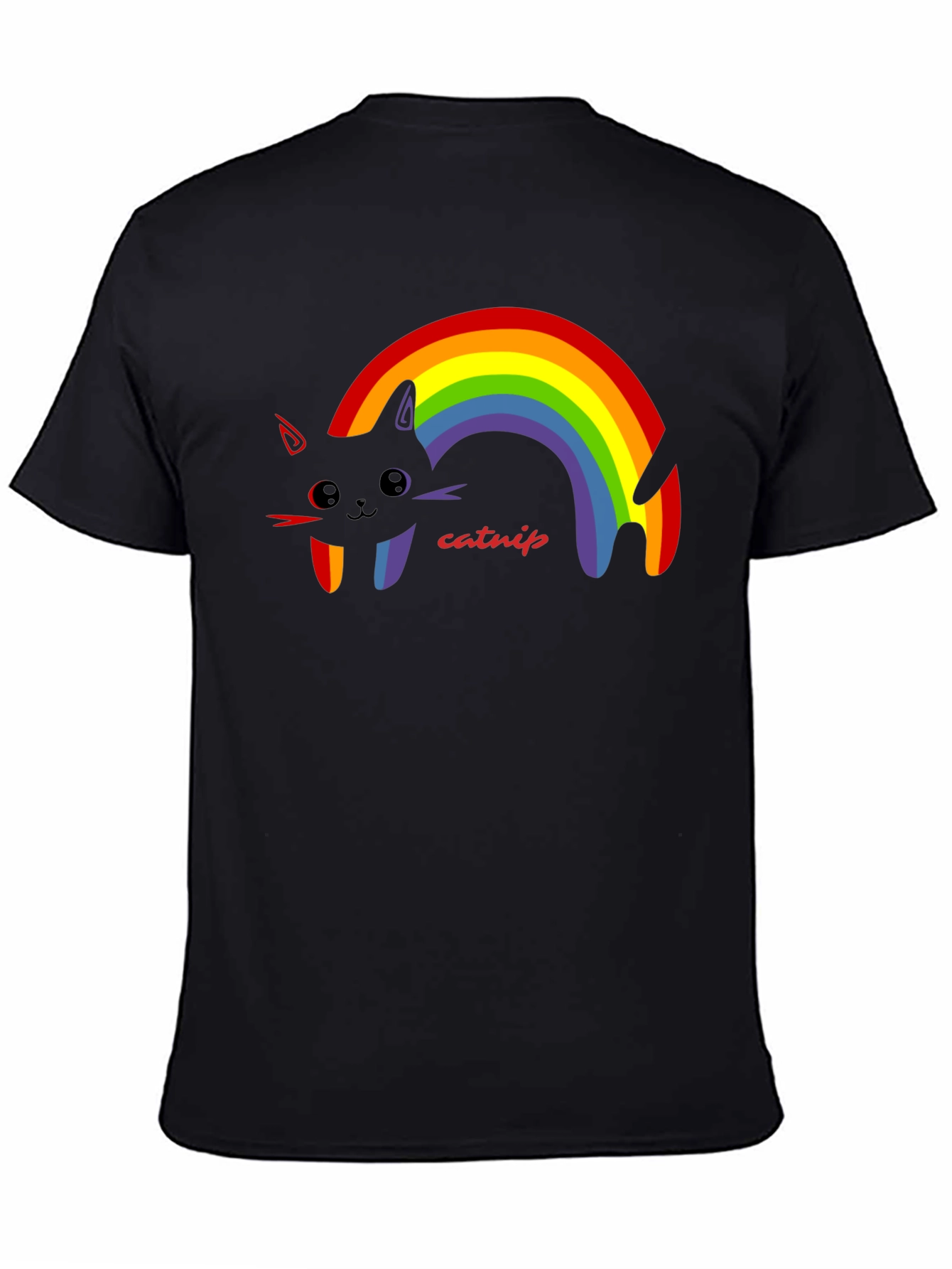 Rainbow Catnip T-Shirt - Black Cotton Tee