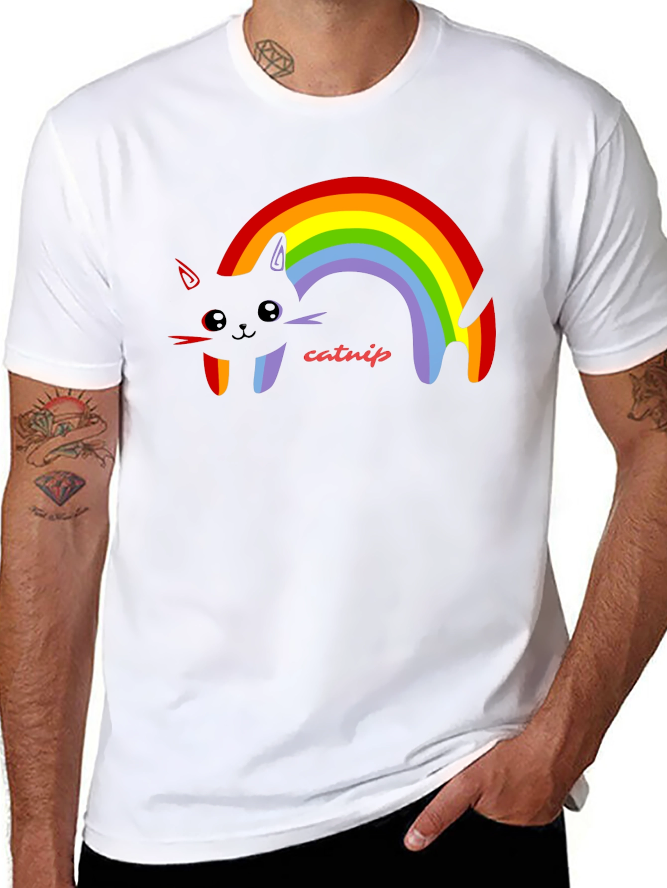 Rainbow Catnip T-Shirt - Black Cotton Tee