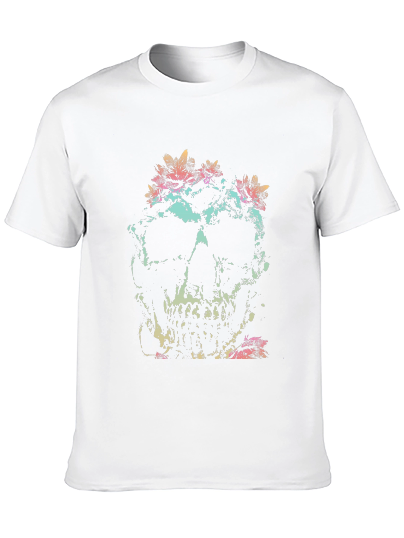 Skull & Floral Graphic Tee - Black Cotton
