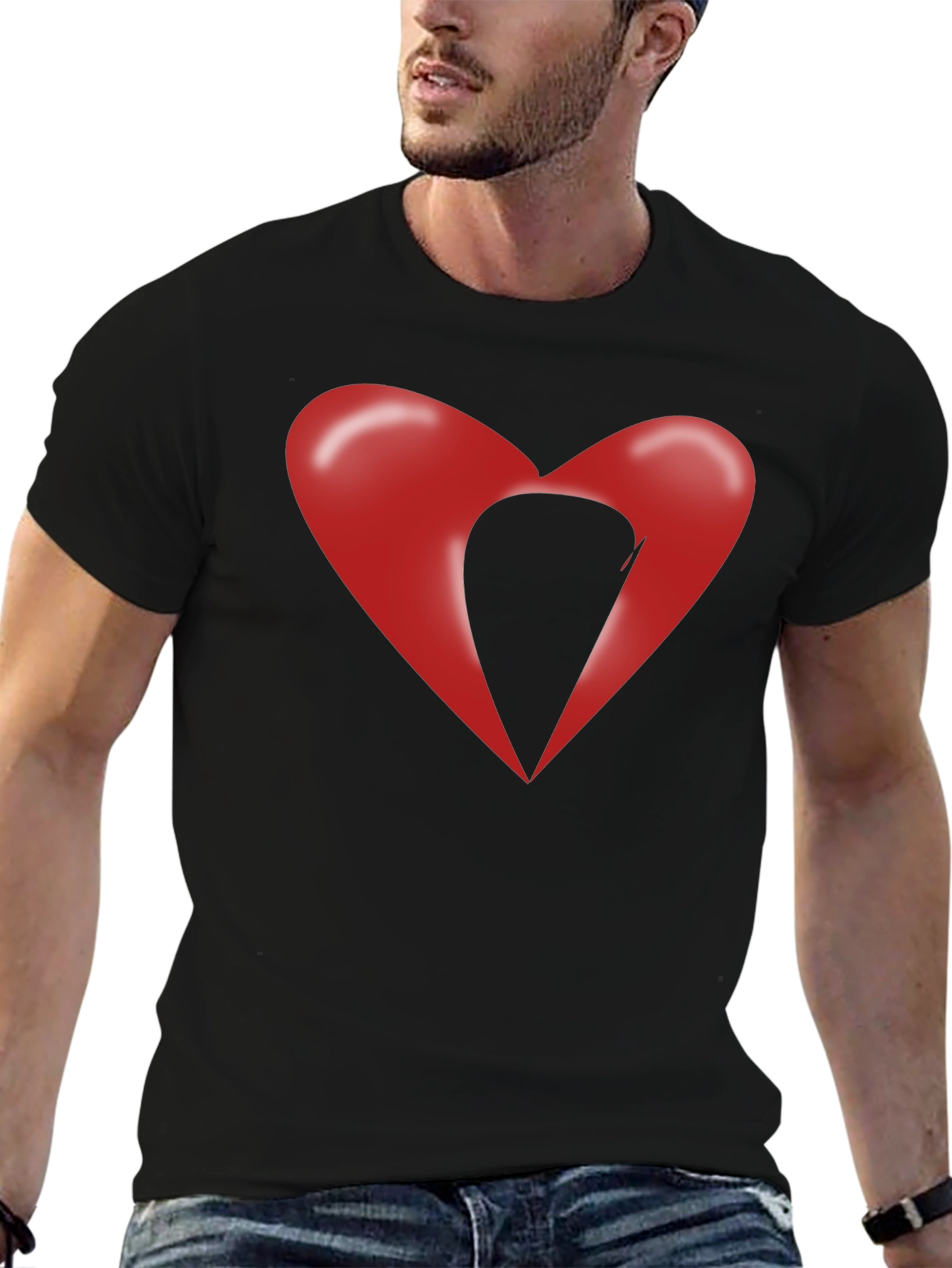 Abstract Heart Graphic Black T-Shirt