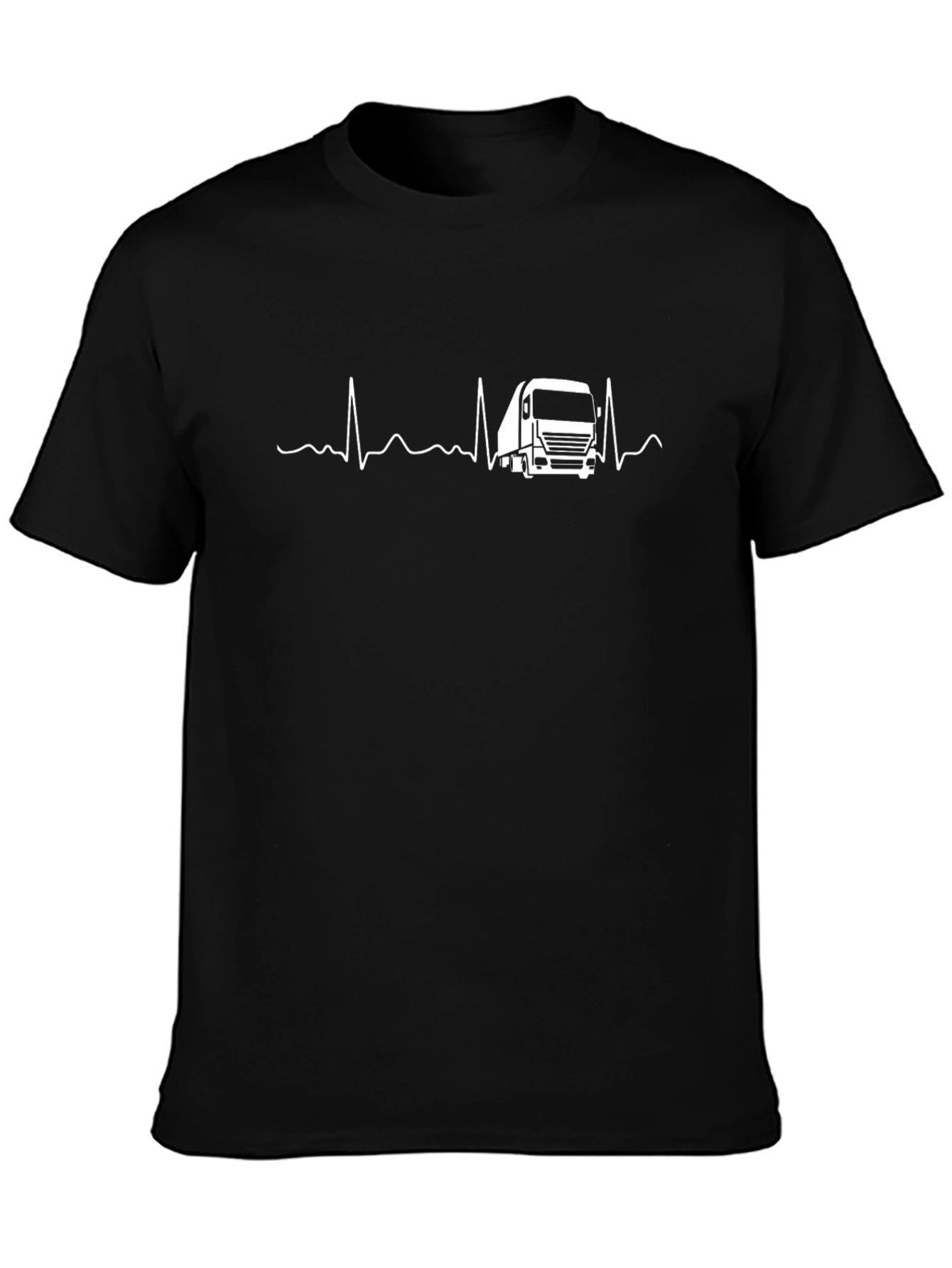 Trucker Heartbeat Graphic Tee - Black Cotton Shirt