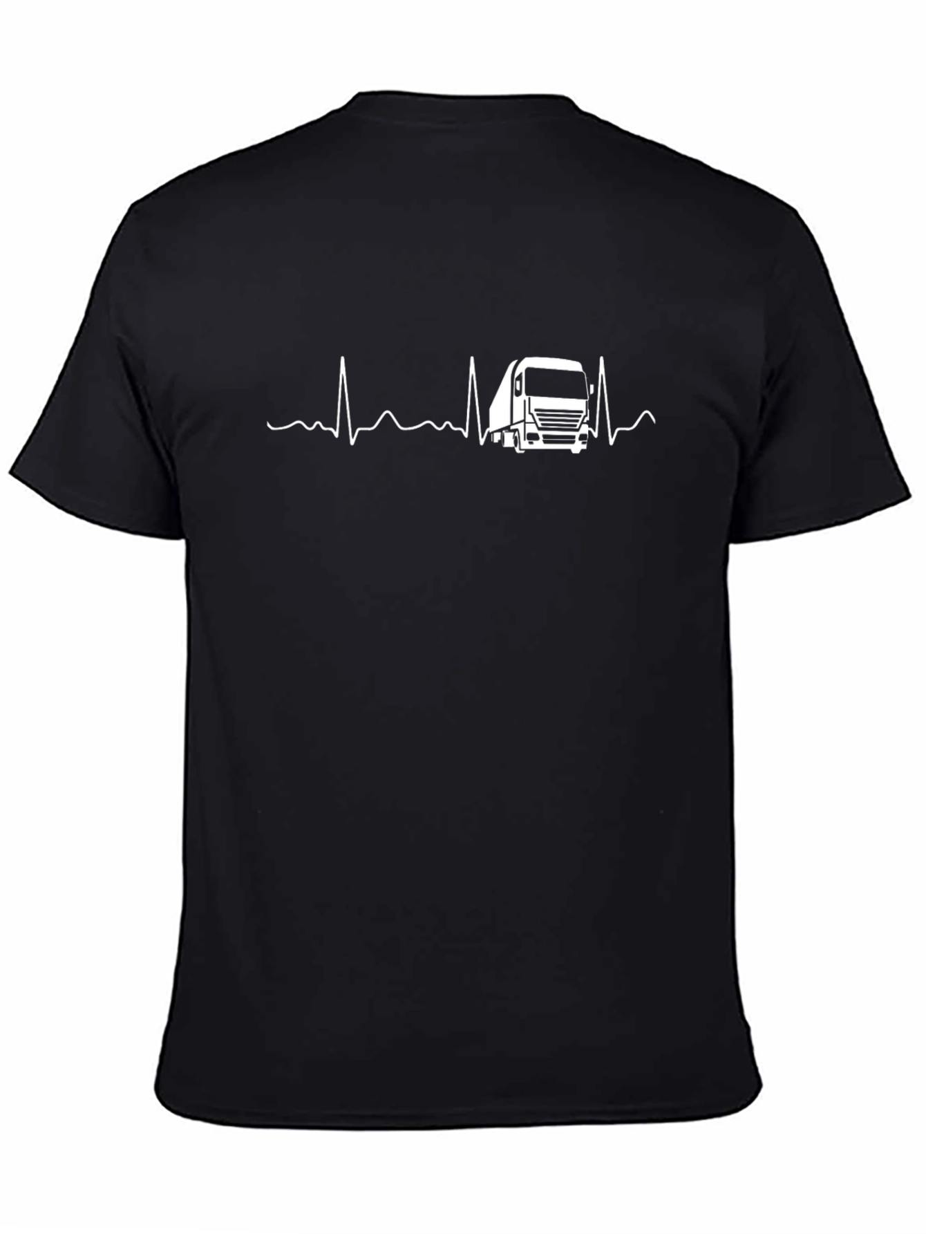 Trucker Heartbeat Graphic Tee - Black Cotton Shirt