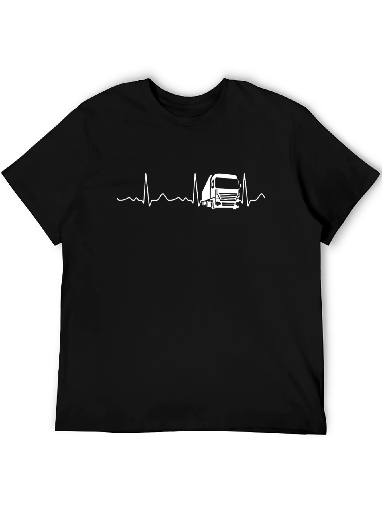 Trucker Heartbeat Graphic Tee - Black Cotton Shirt