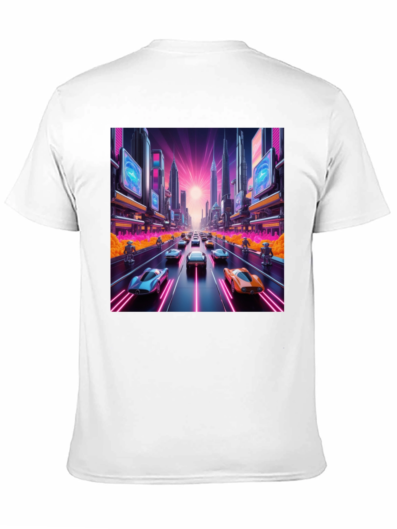 Cyberpunk Cityscape Car Race Graphic Tee