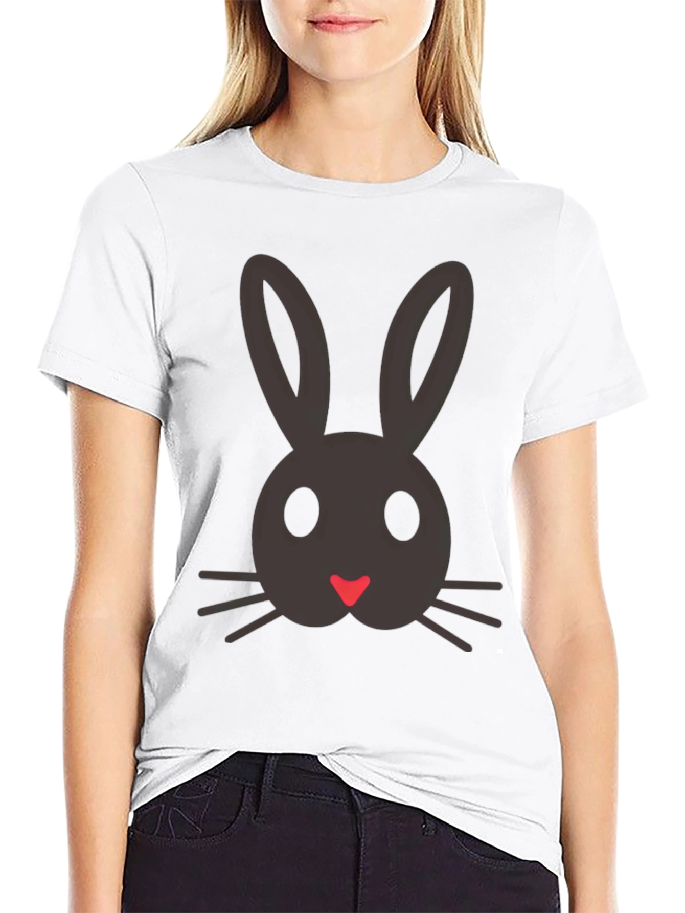 Bunny Face Graphic Tee - Cute Easter Shirt