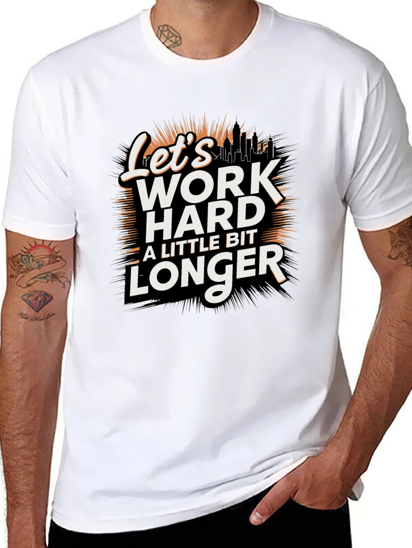 Lets Work Harder Longer Black Tee