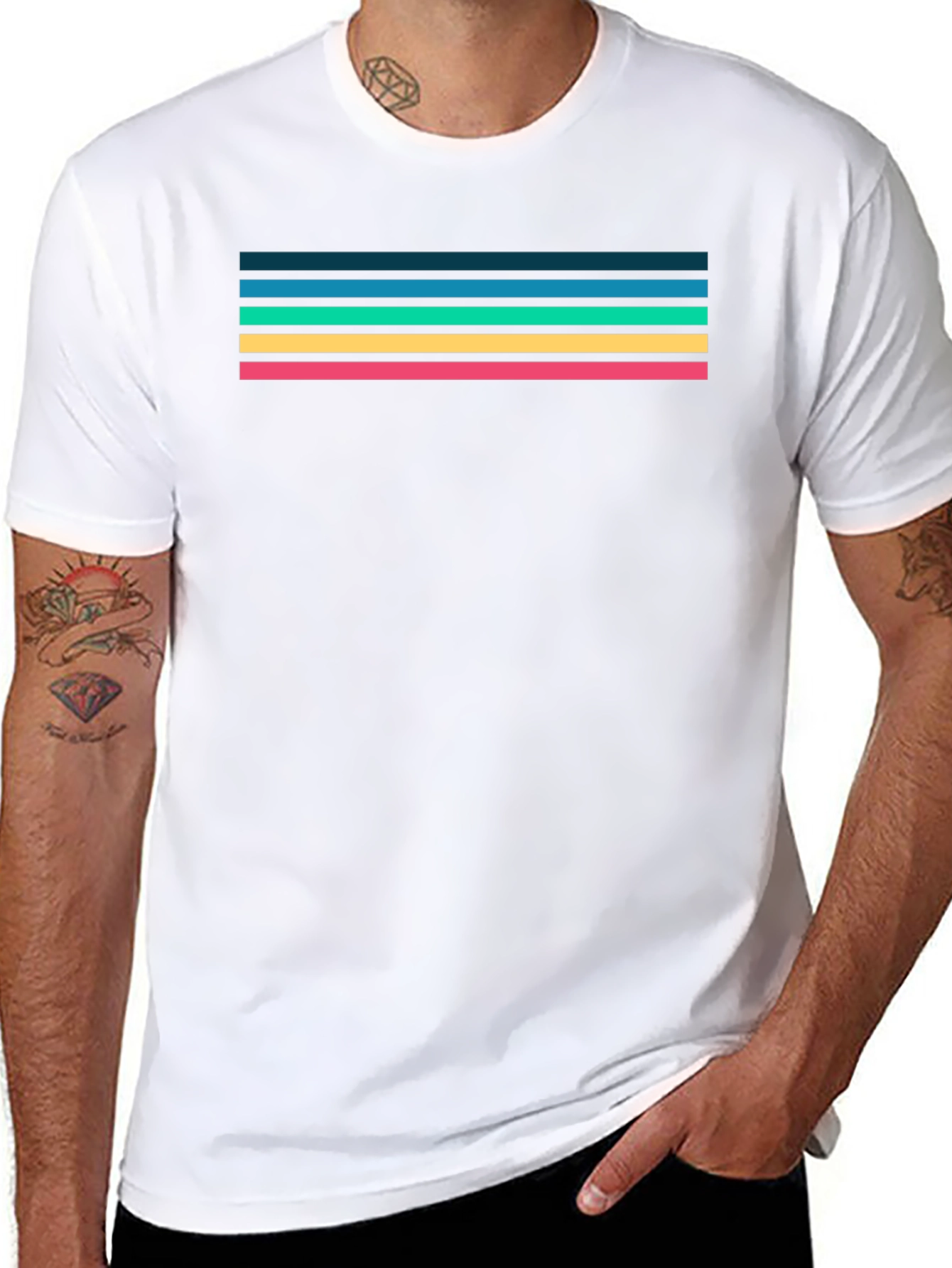 Retro Stripe Tee - Black Cotton Blend