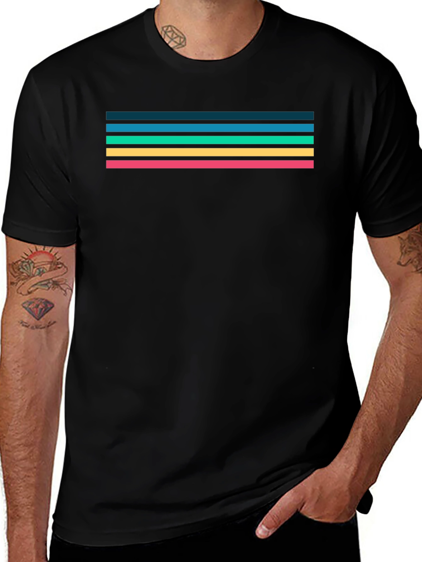 Retro Stripe Tee - Black Cotton Blend