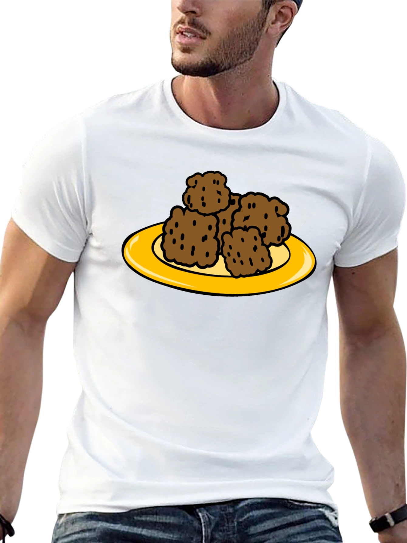 Cartoon Plate of Tater Tots Funny Foodie T-Shirt
