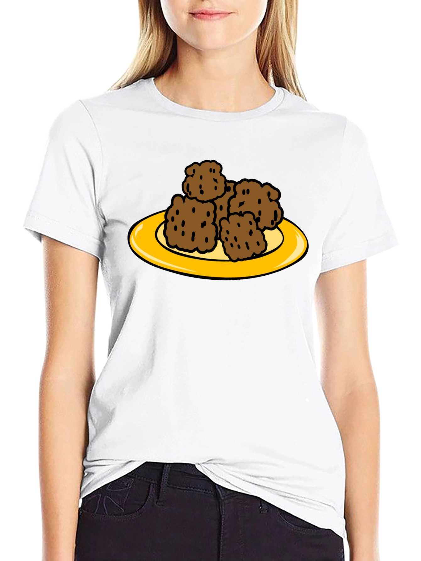 Cartoon Plate of Tater Tots Funny Foodie T-Shirt