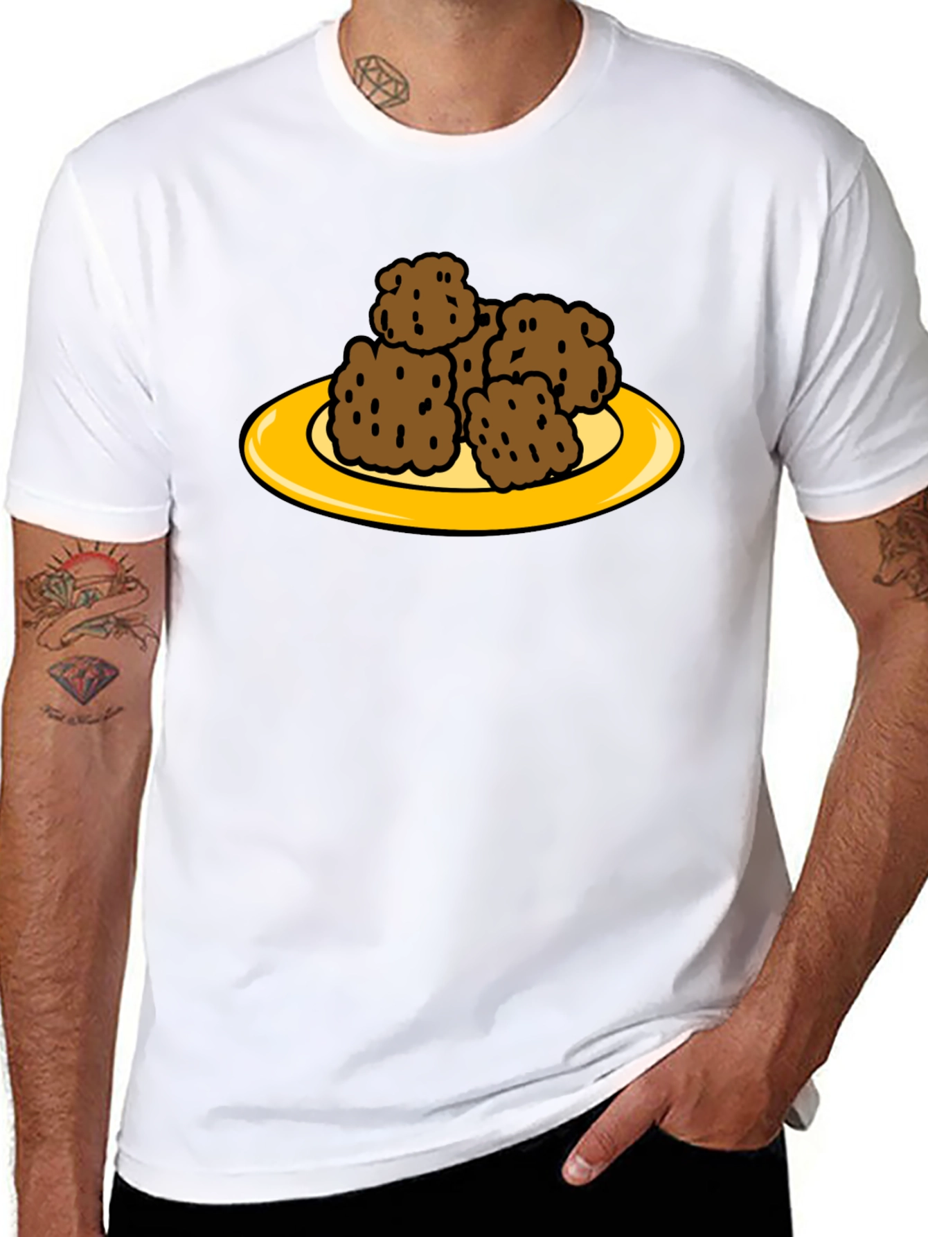 Cartoon Plate of Tater Tots Funny Foodie T-Shirt