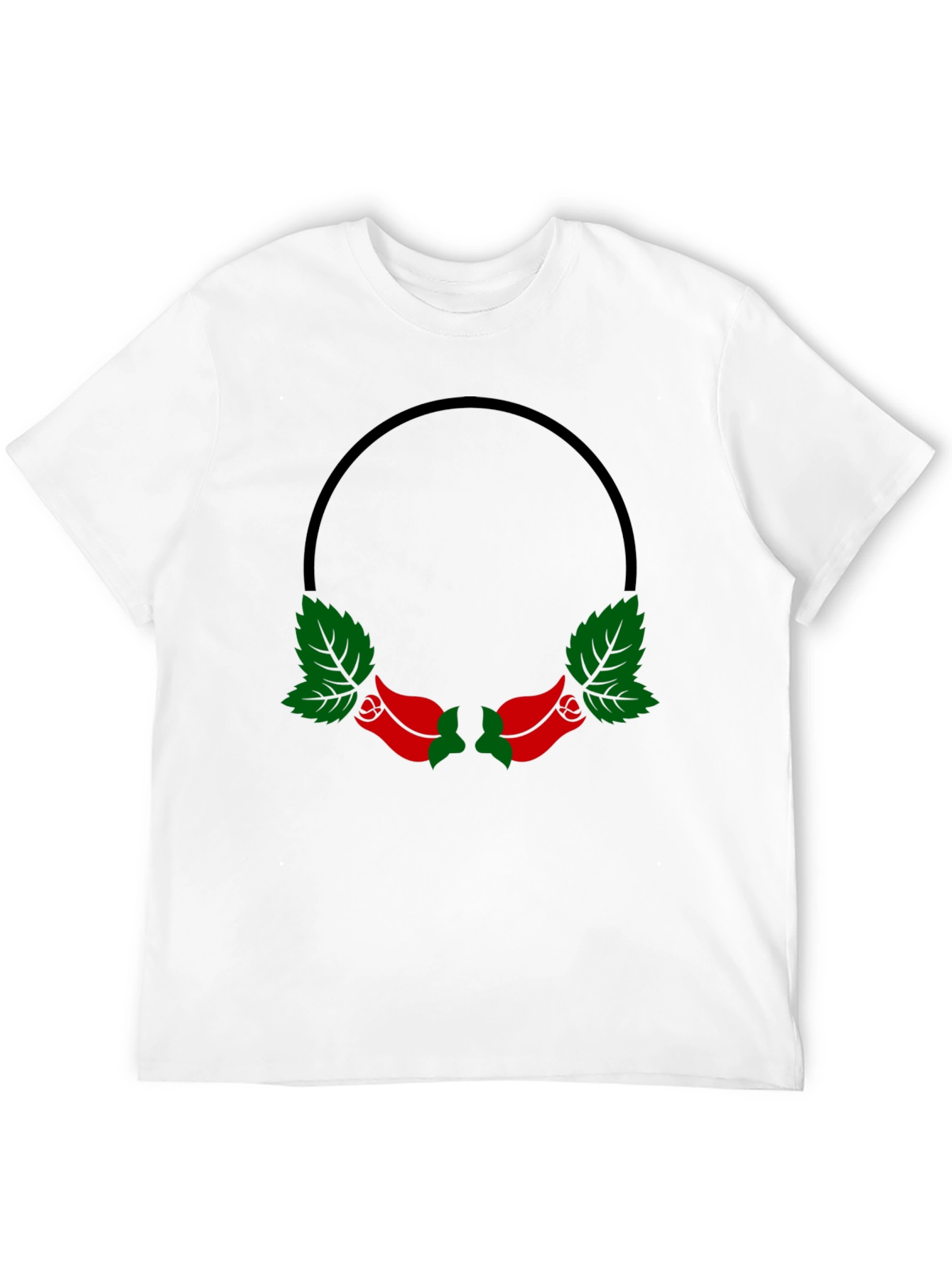 Black T-Shirt with Rose Wreath Design