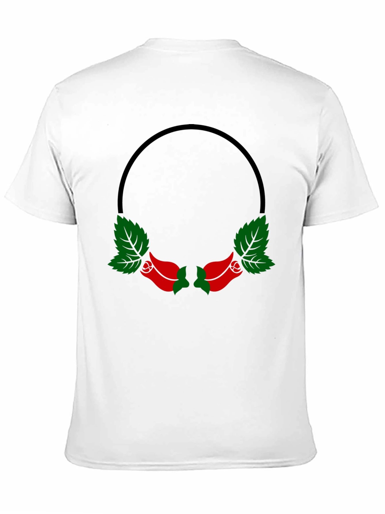 Black T-Shirt with Rose Wreath Design