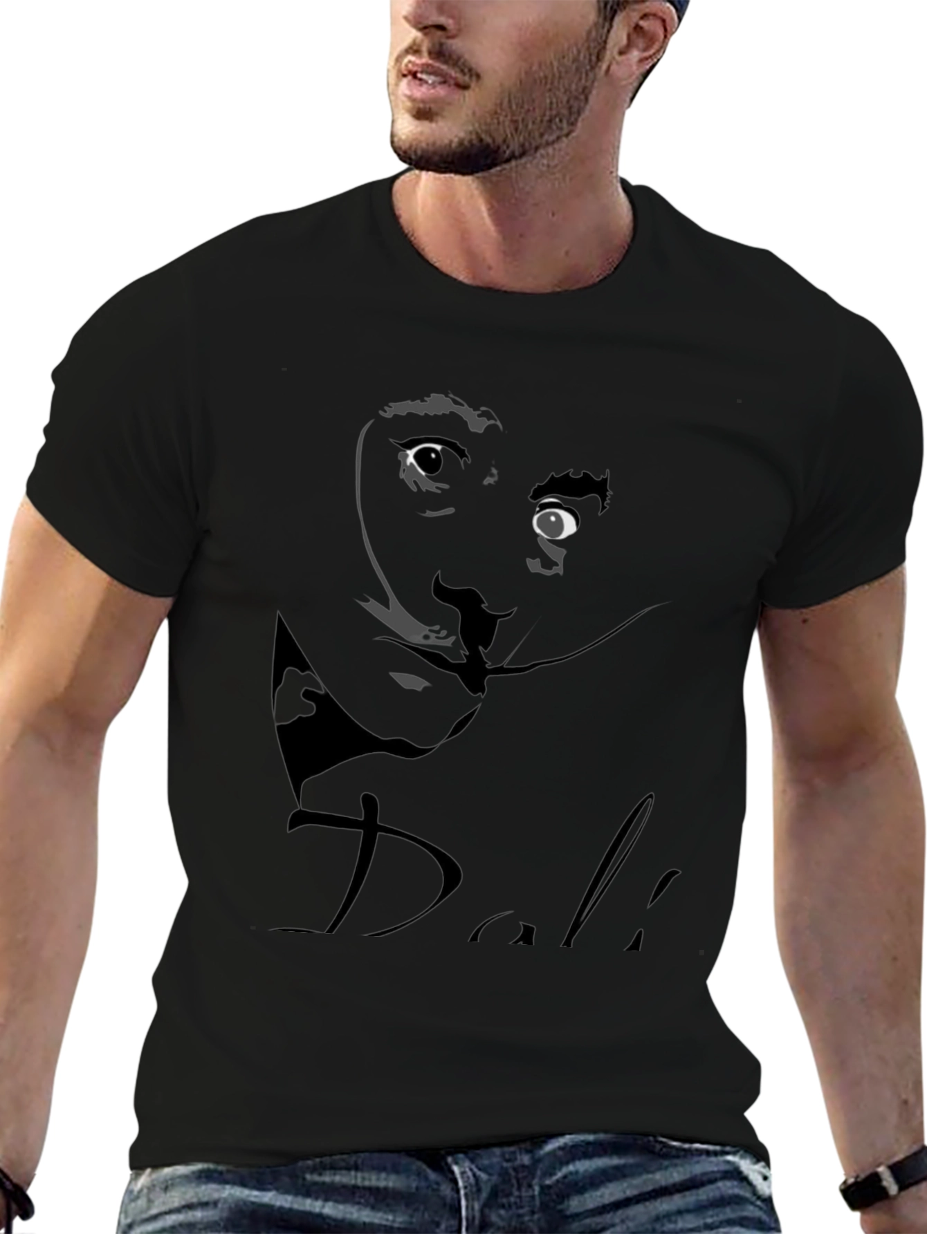 Salvador Dali Graphic Print Black T-Shirt