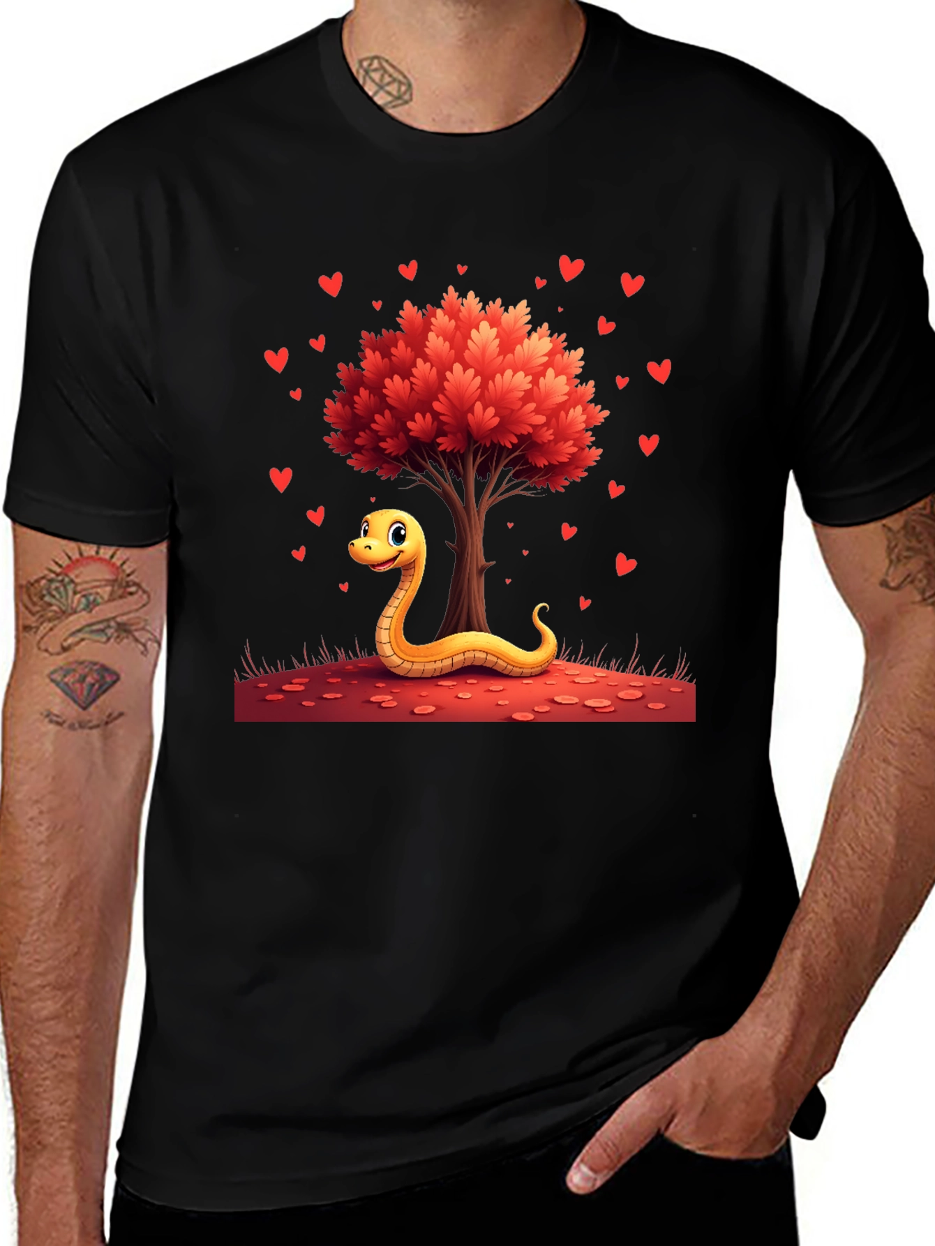 Cute Snake & Love Tree Graphic Tee