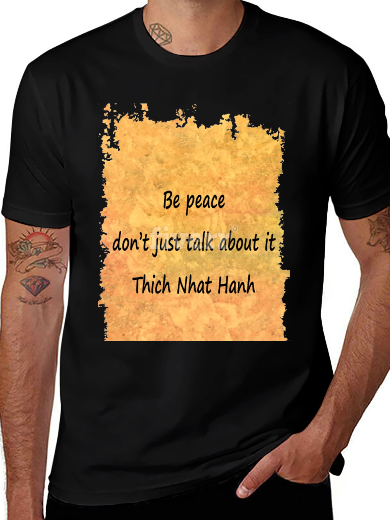 Be Peace Black T-Shirt - Thich Nhat Hanh Quote