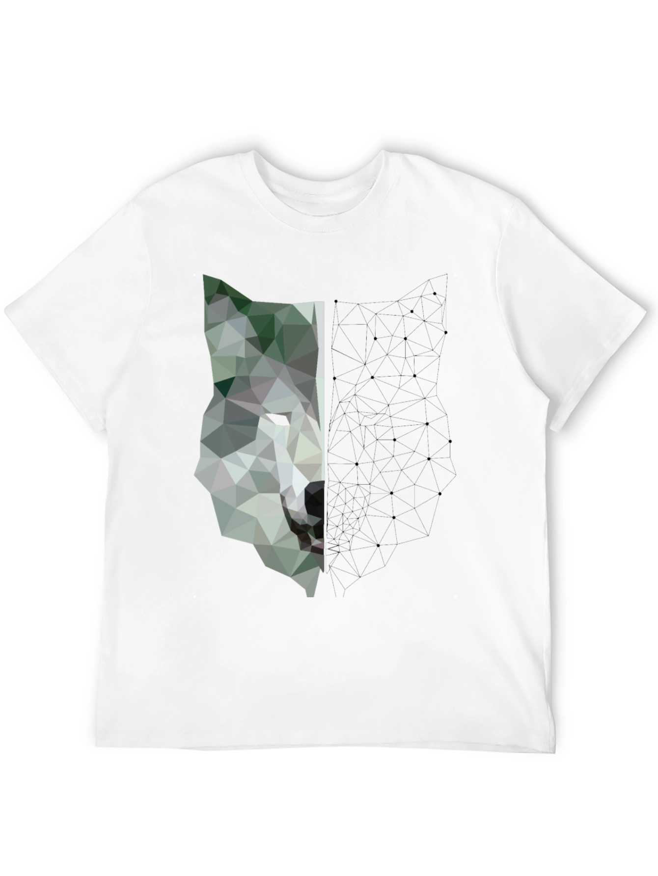 Geometric Wolf Graphic Print T-Shirt