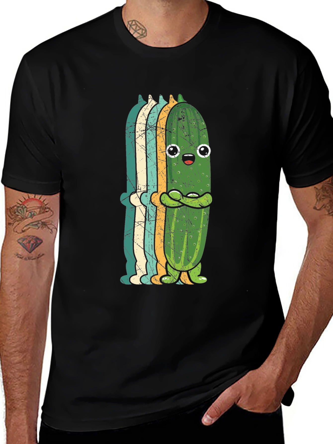 Funny Pickle Retro Style Graphic T-Shirt