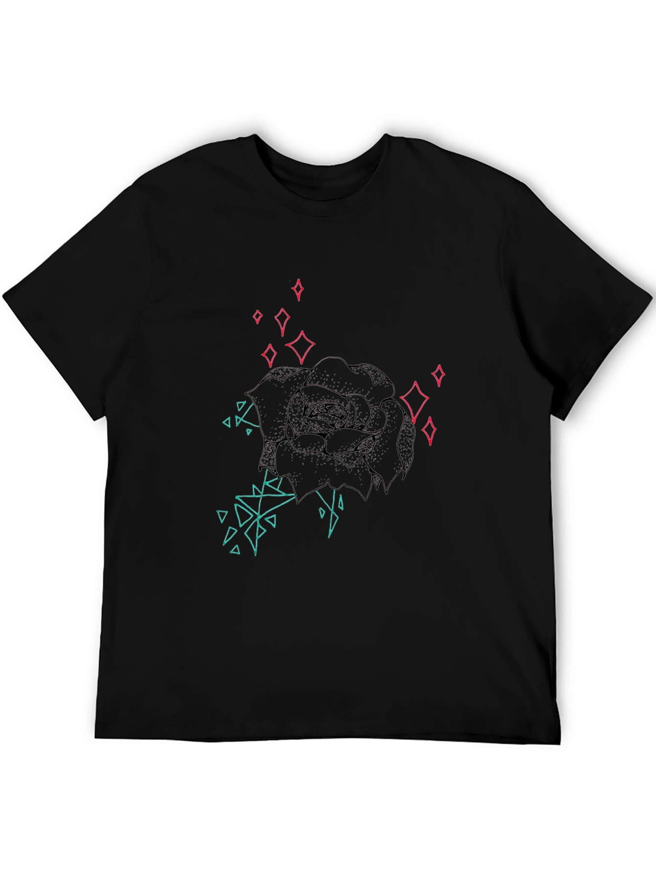 Geometric Rose Graphic Tee - Modern Style