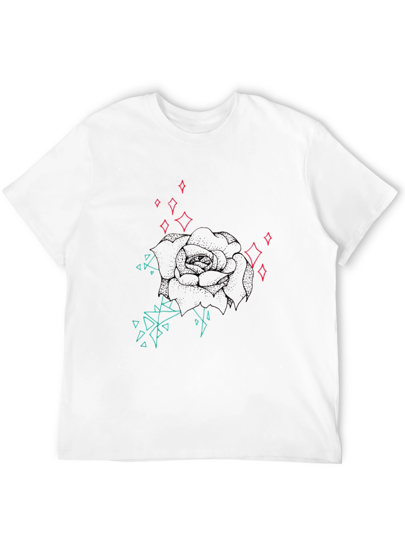Geometric Rose Graphic Tee - Modern Style
