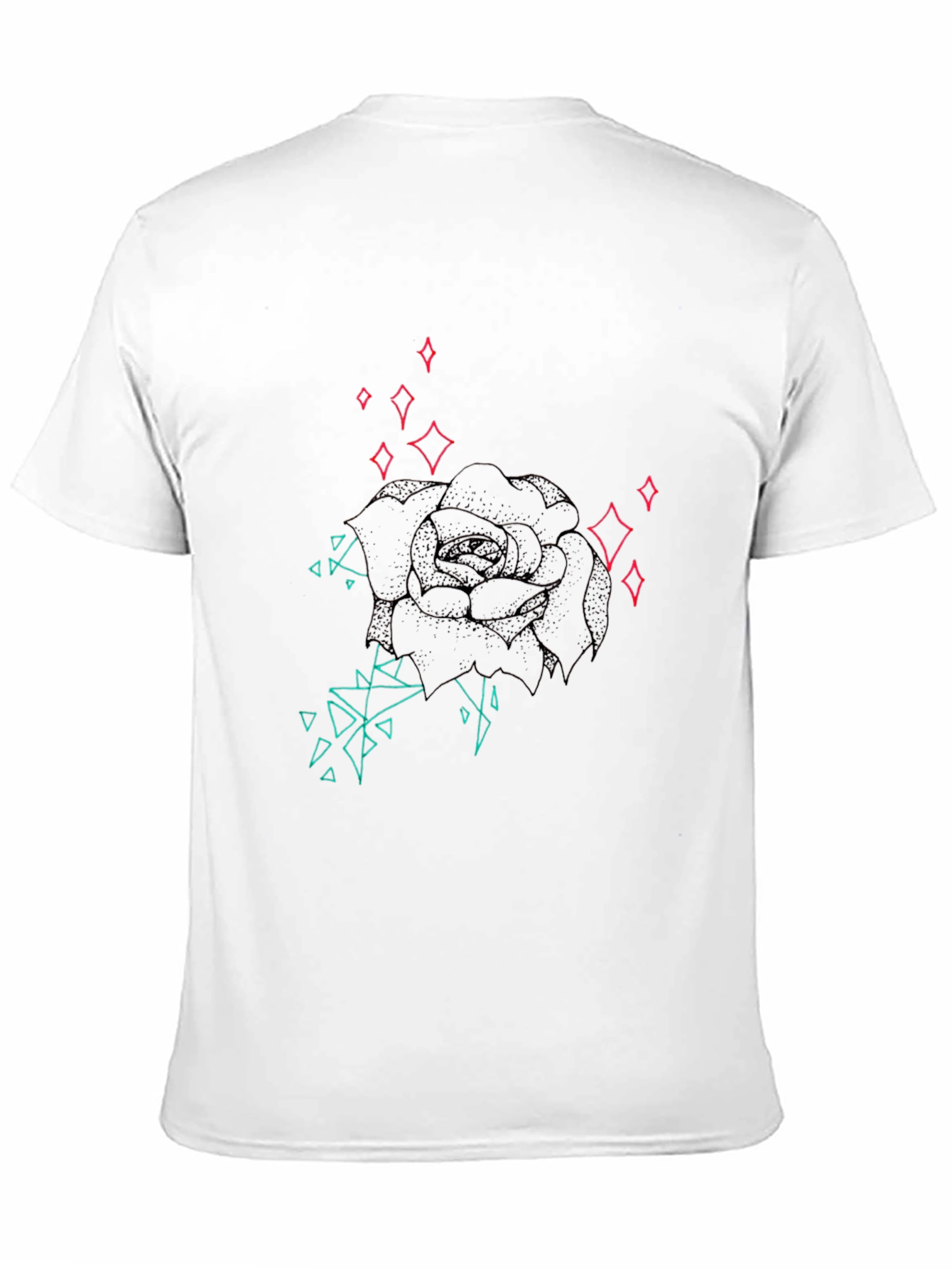 Geometric Rose Graphic Tee - Modern Style