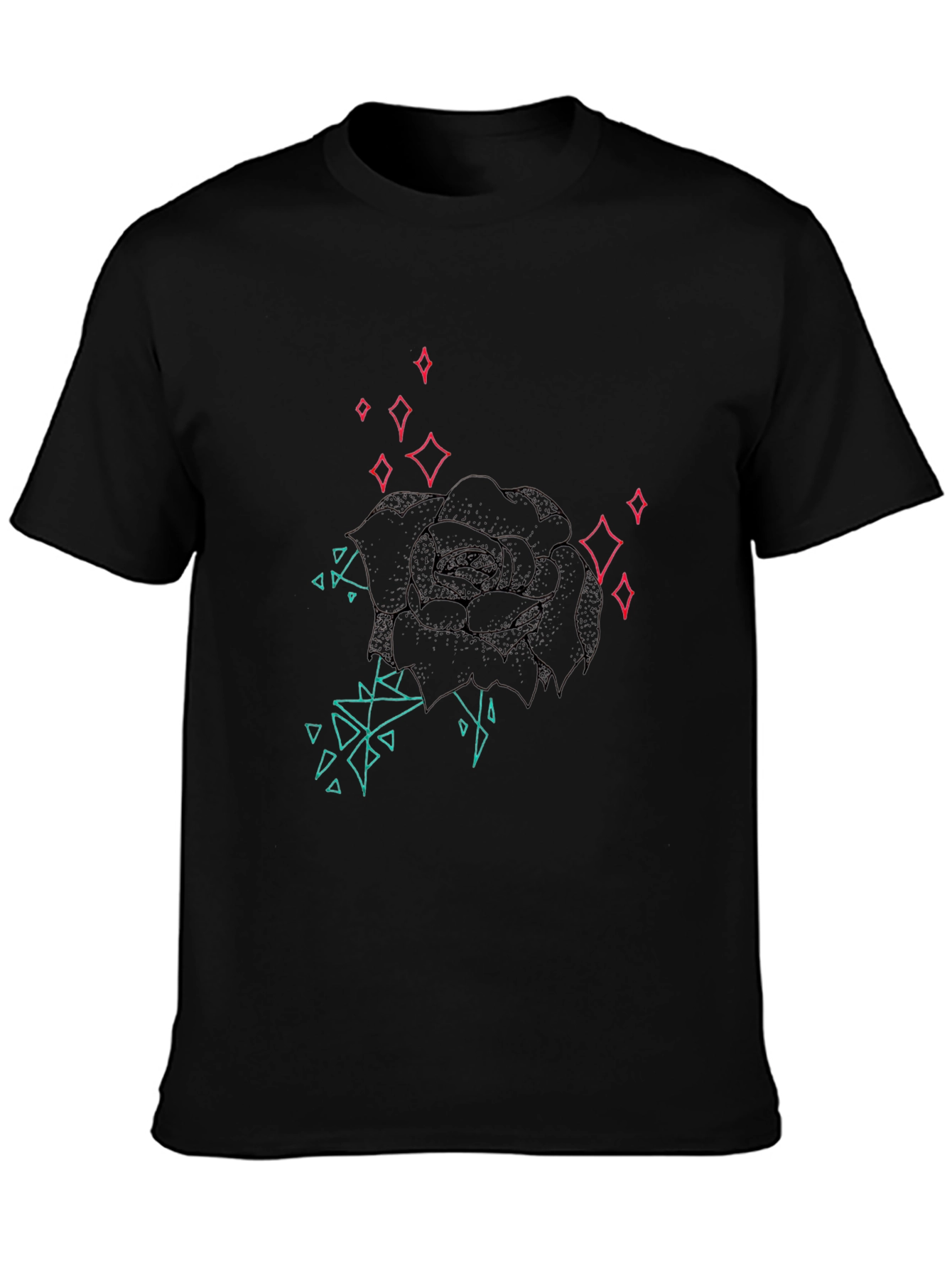 Geometric Rose Graphic Tee - Modern Style
