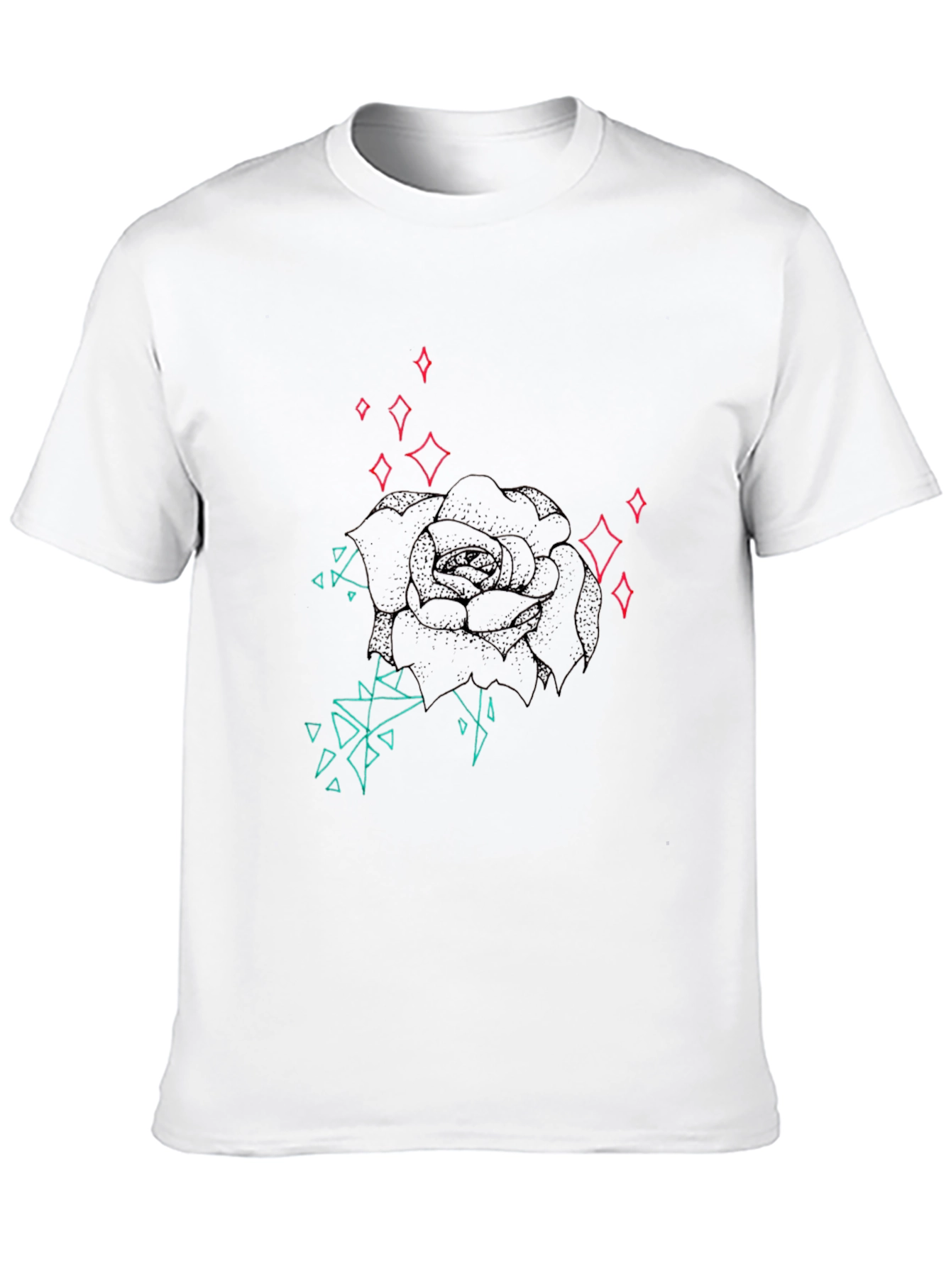 Geometric Rose Graphic Tee - Modern Style