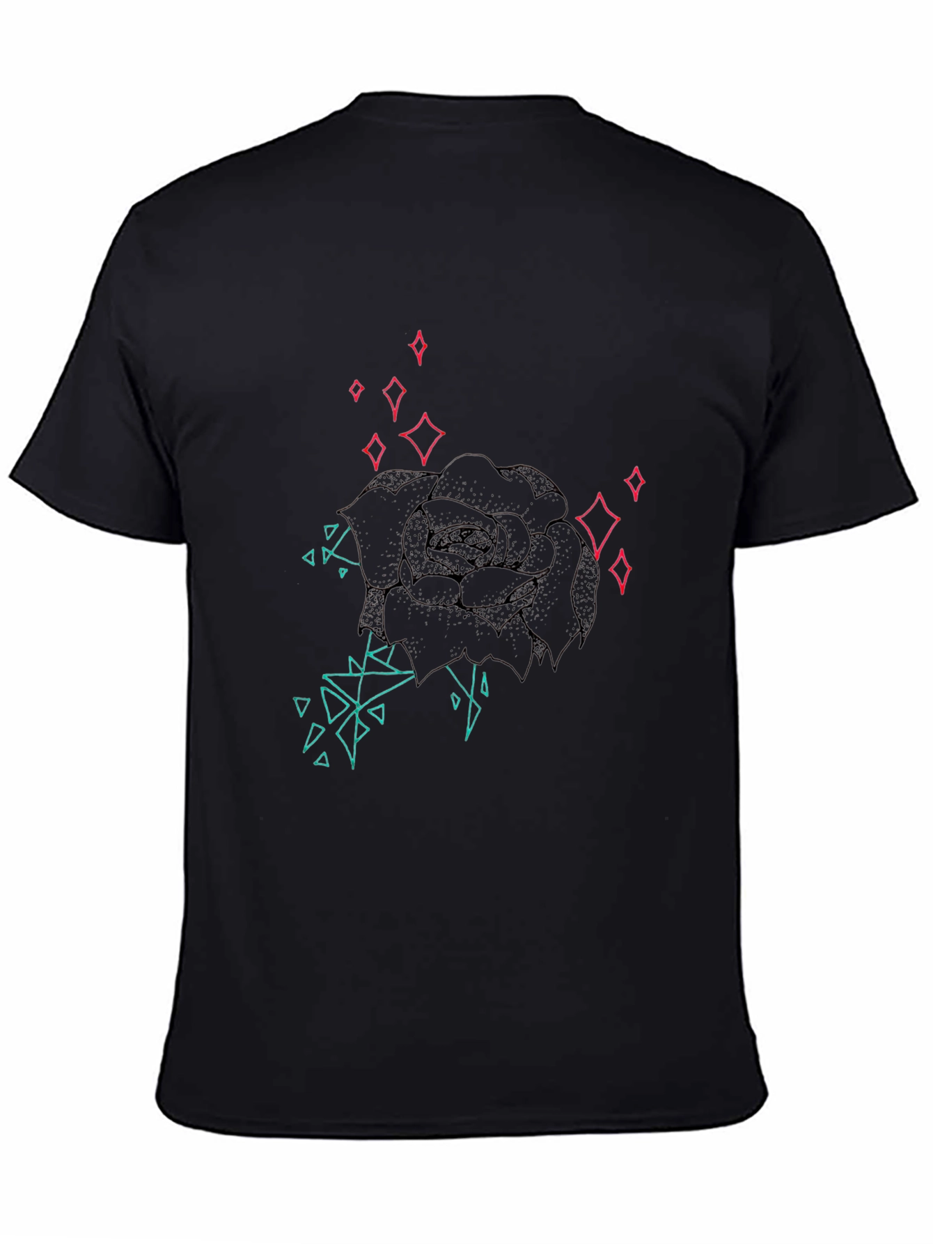 Geometric Rose Graphic Tee - Modern Style