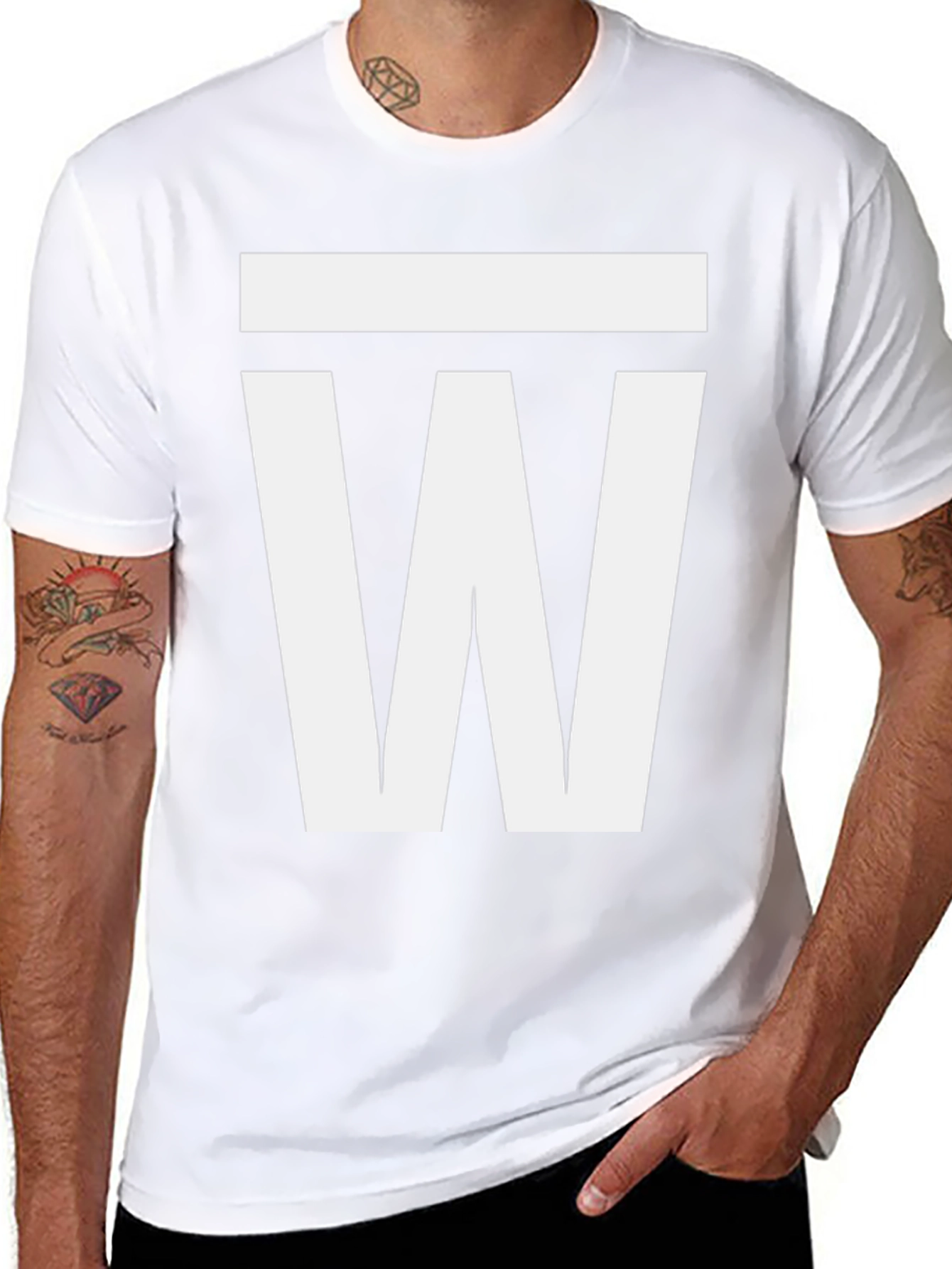 Bold Graphic Tee - White W Design