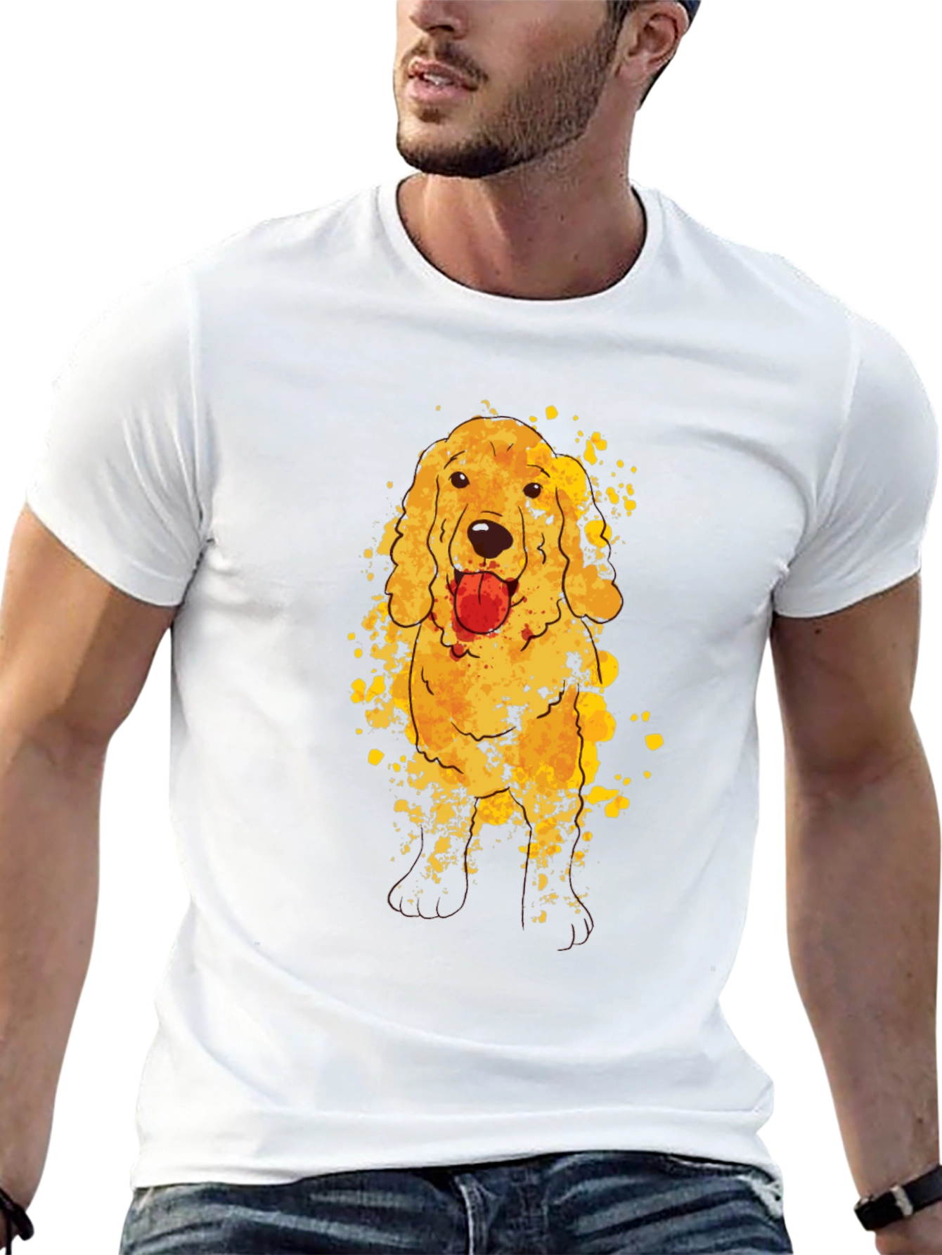 Golden Retriever Dog Graphic Black T-Shirt