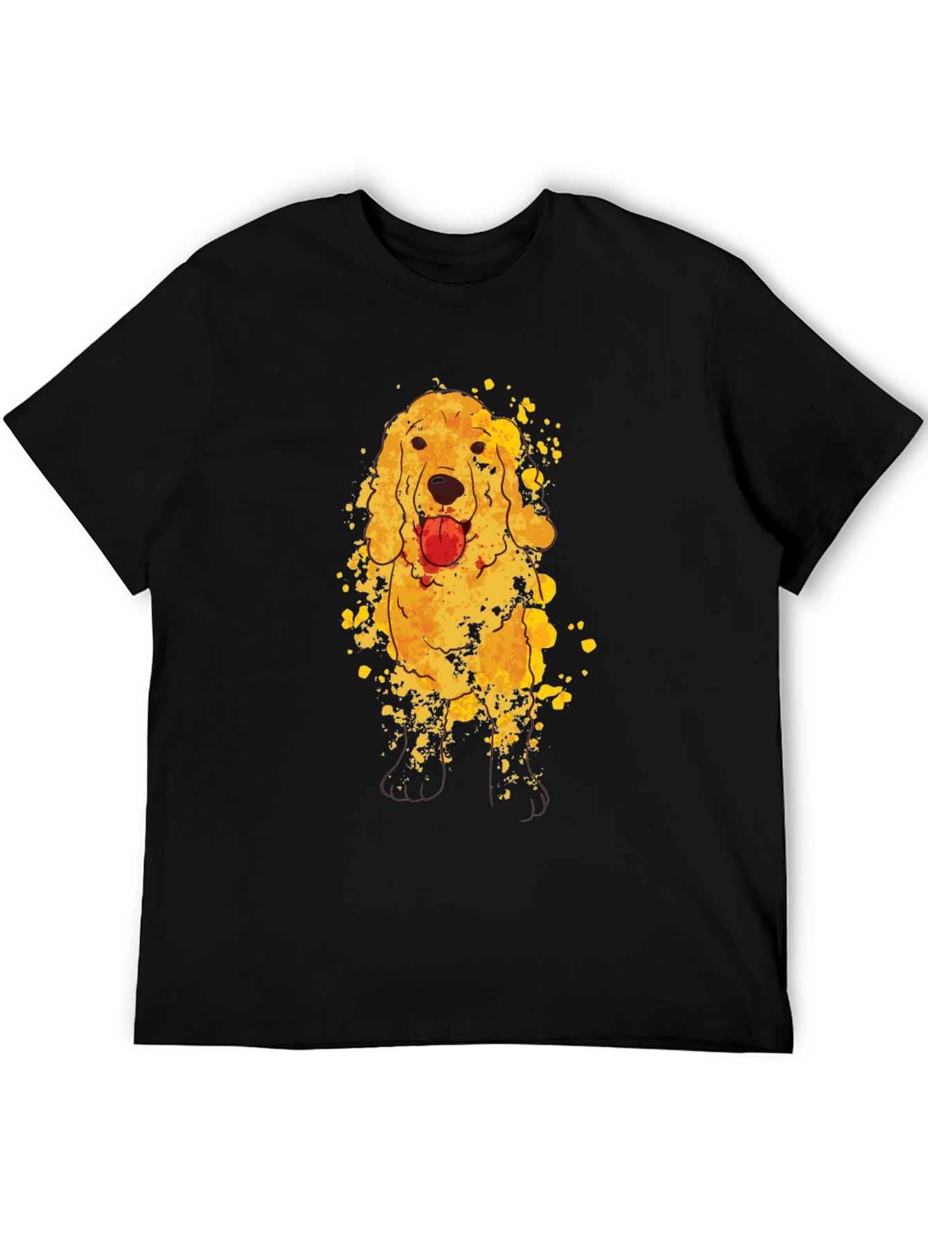Golden Retriever Dog Graphic Black T-Shirt