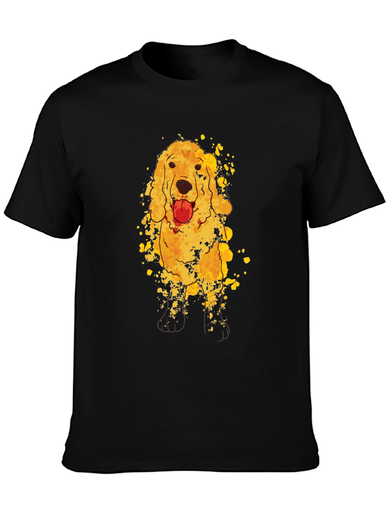 Golden Retriever Dog Graphic Black T-Shirt