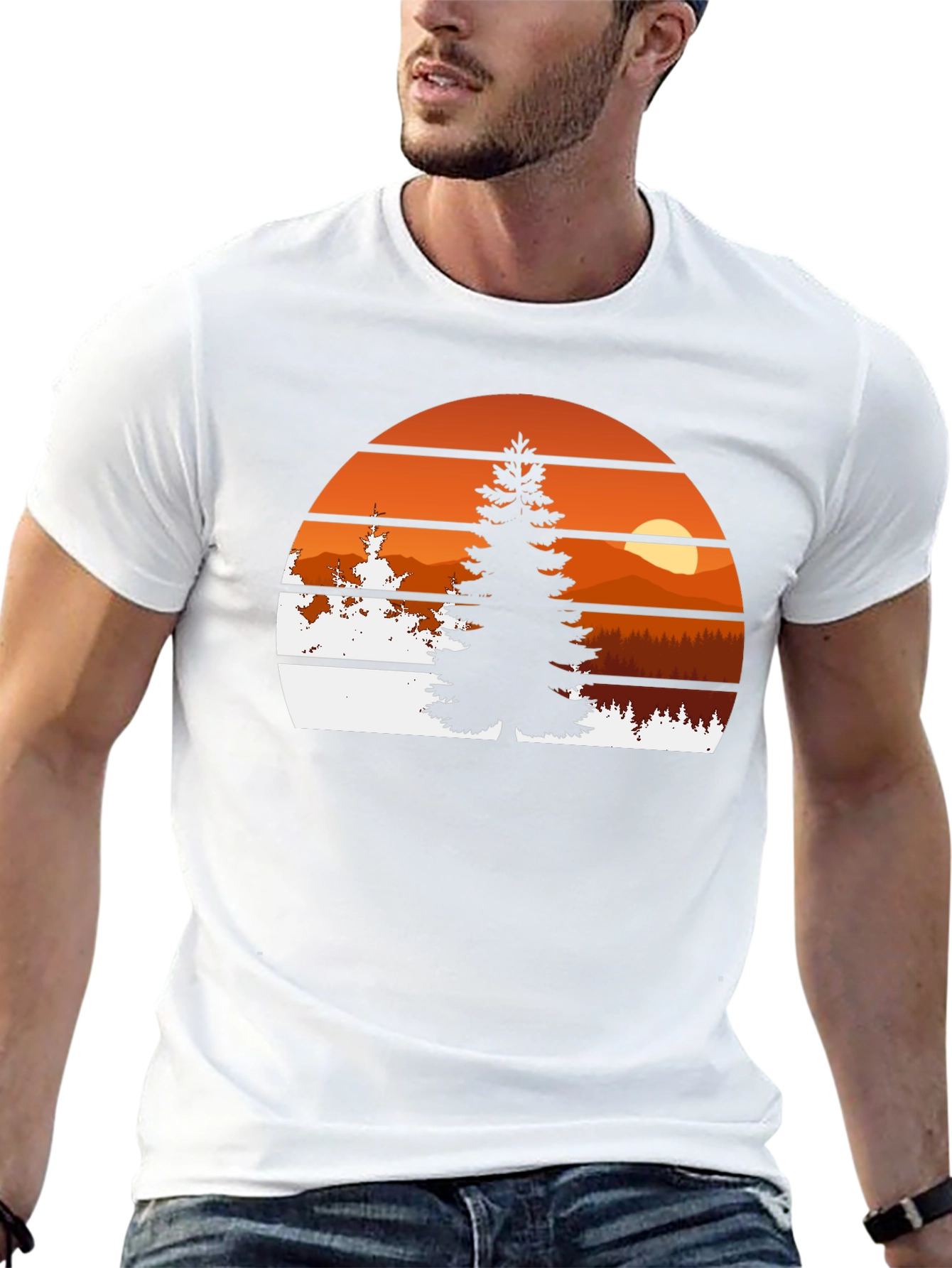 Sunset Mountain Pine Tree T-Shirt