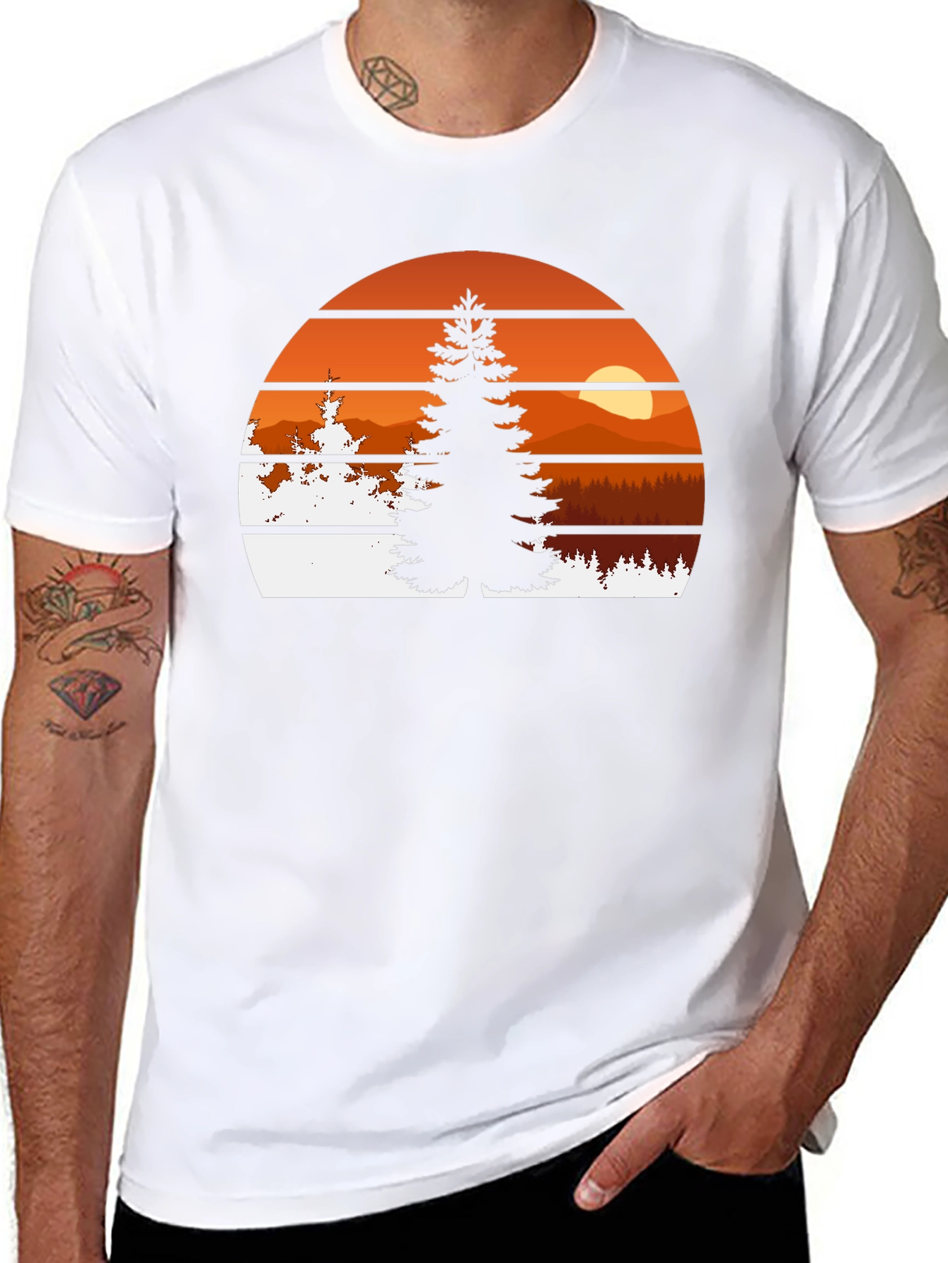 Sunset Mountain Pine Tree T-Shirt