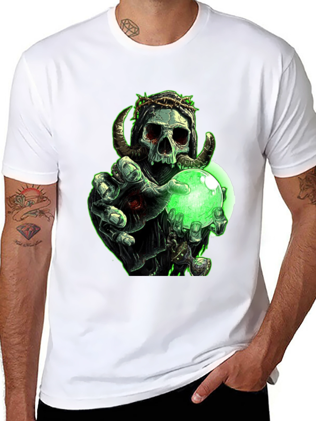 Grim Reaper Skull Graphic T-Shirt - Black