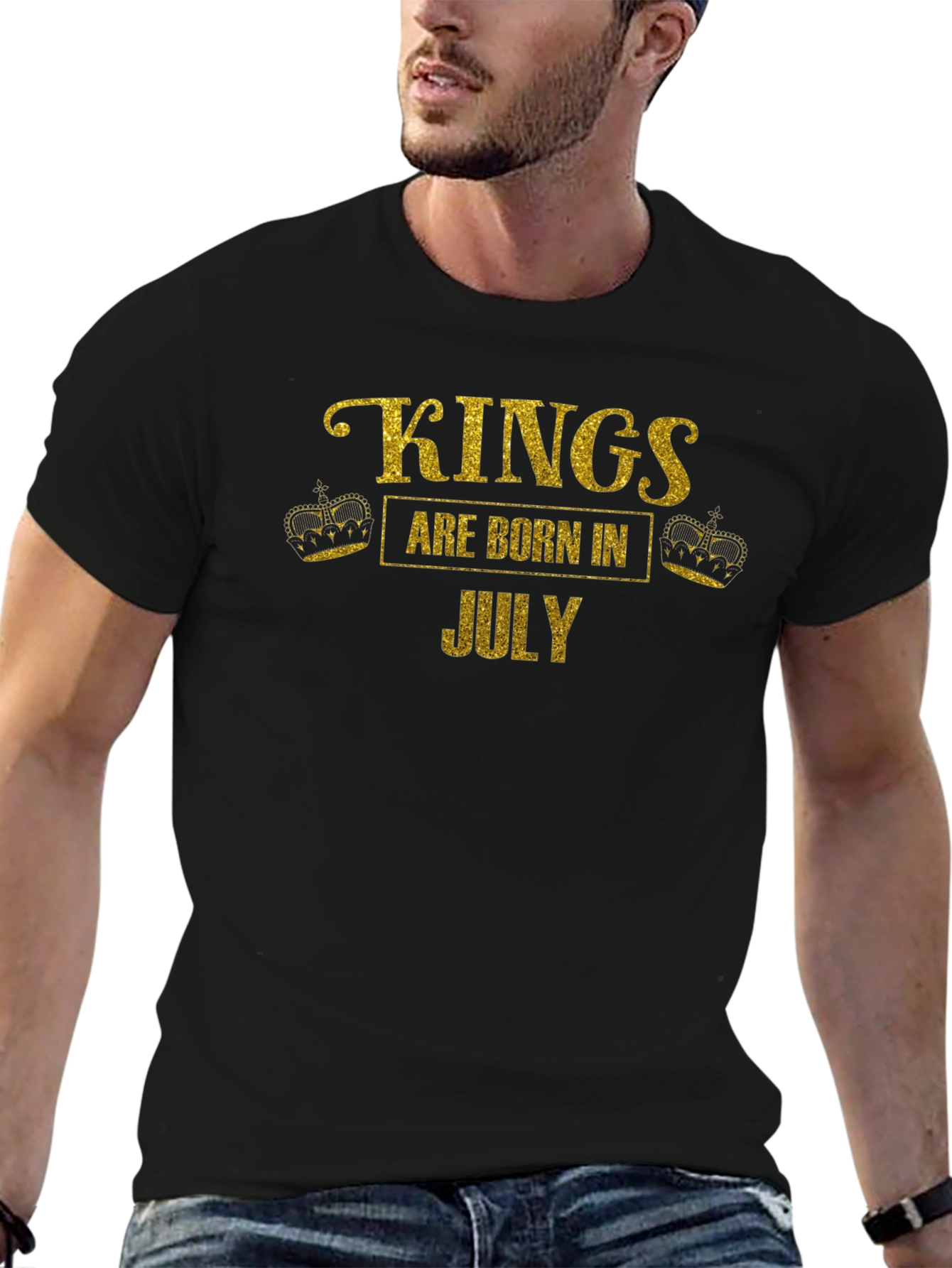 Kings Are Born in July Black T-Shirt