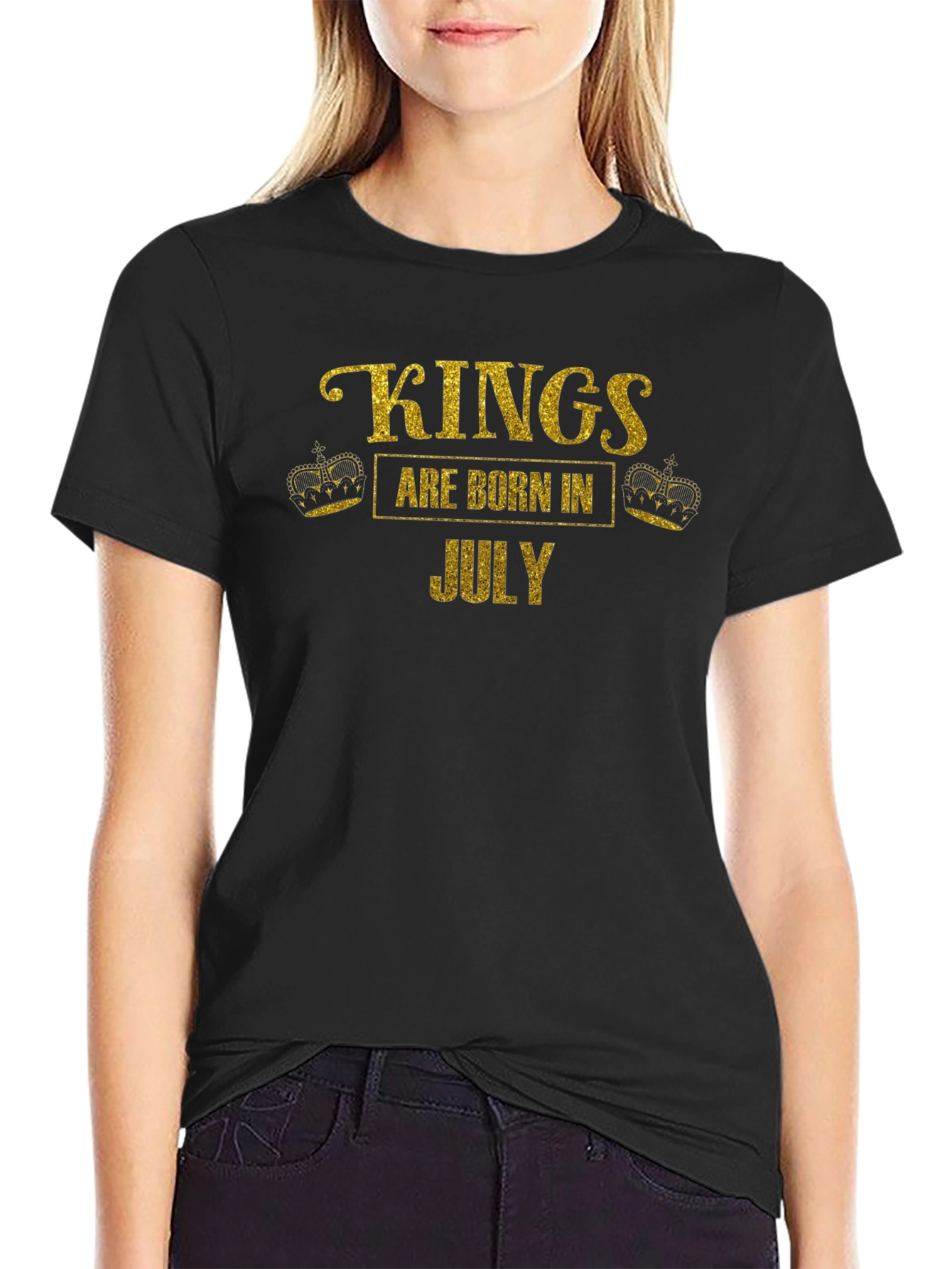 Kings Are Born in July Black T-Shirt