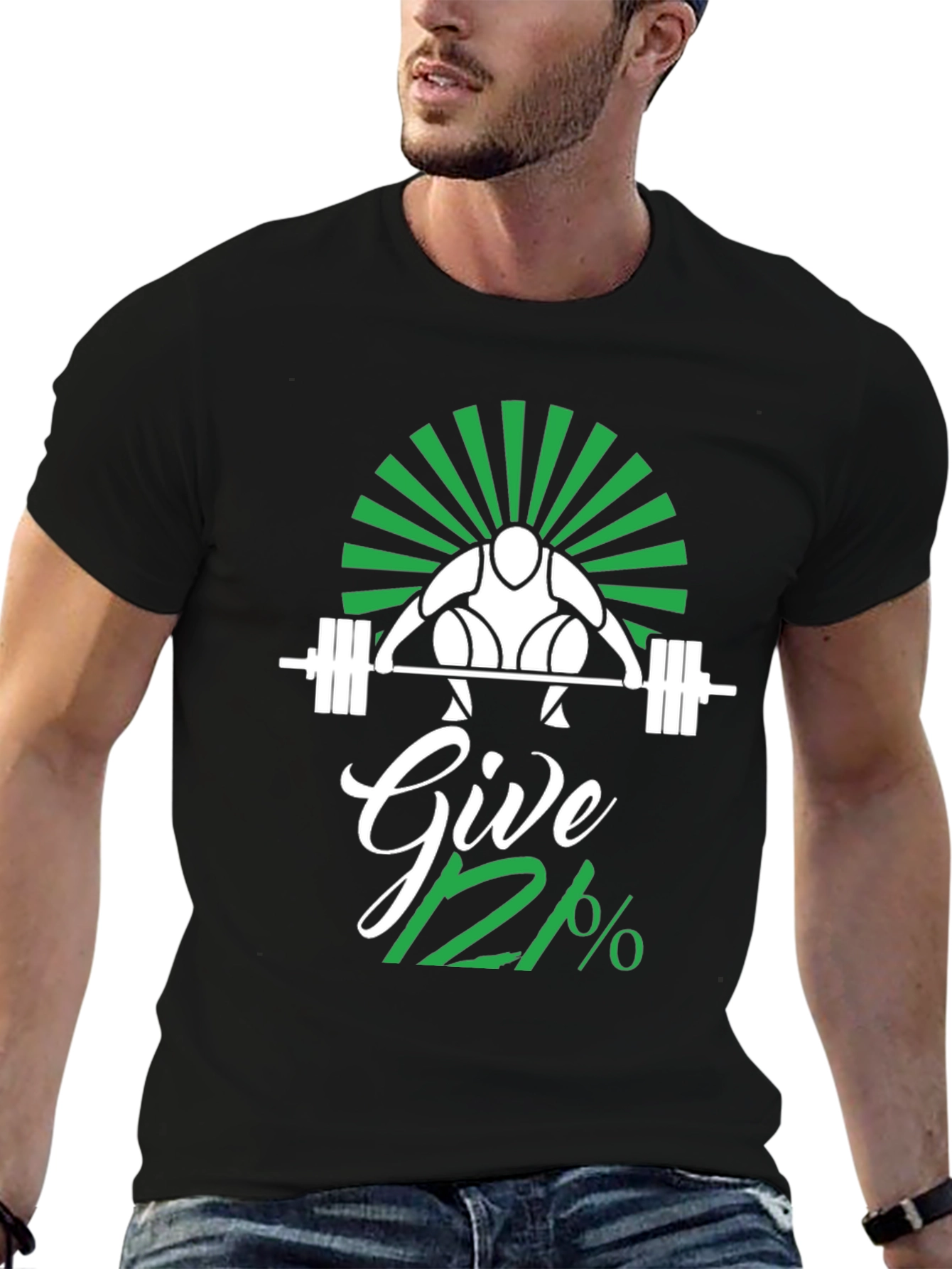 Give 112% Black Graphic T-Shirt