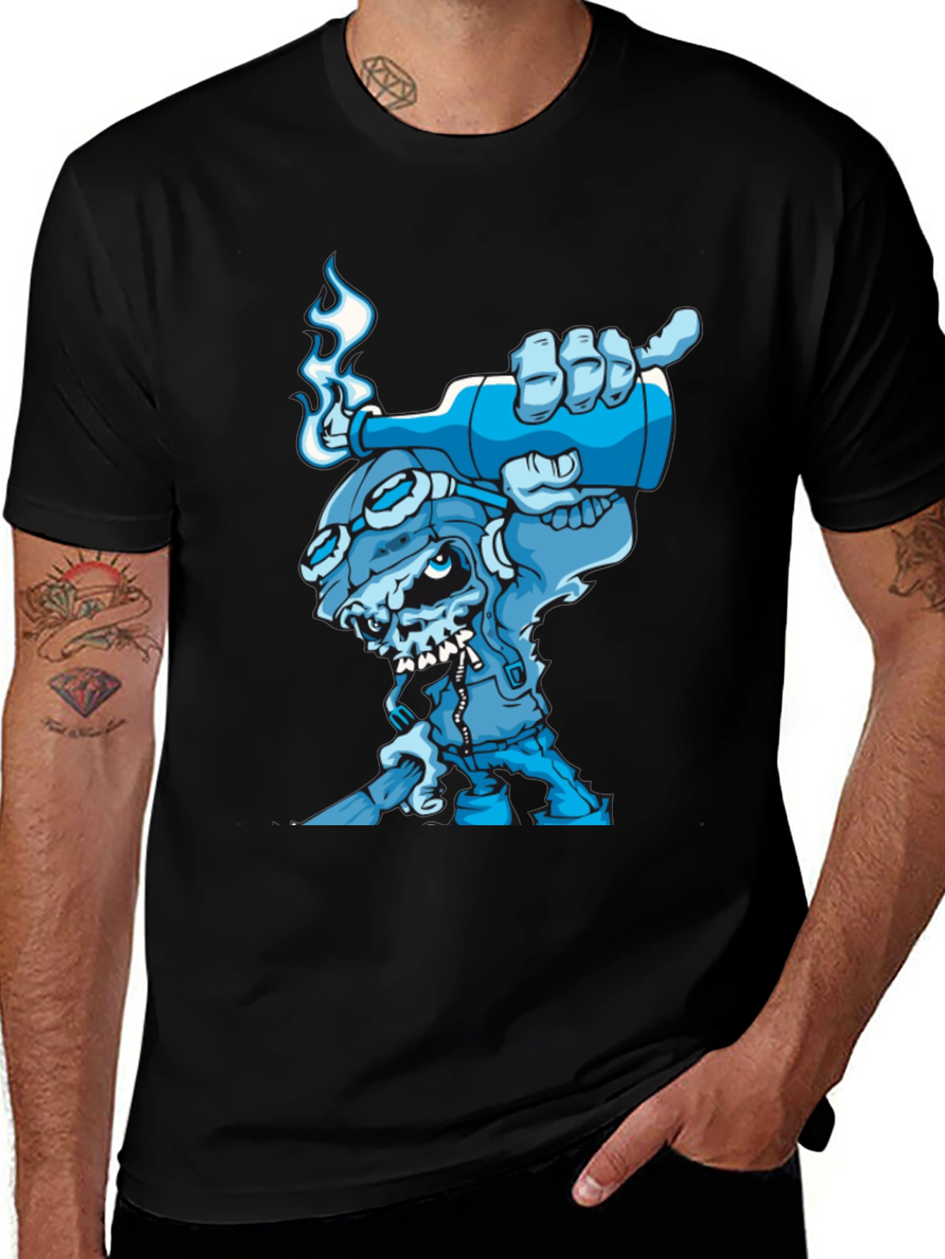 Cool Blue Cartoon Skull T-Shirt