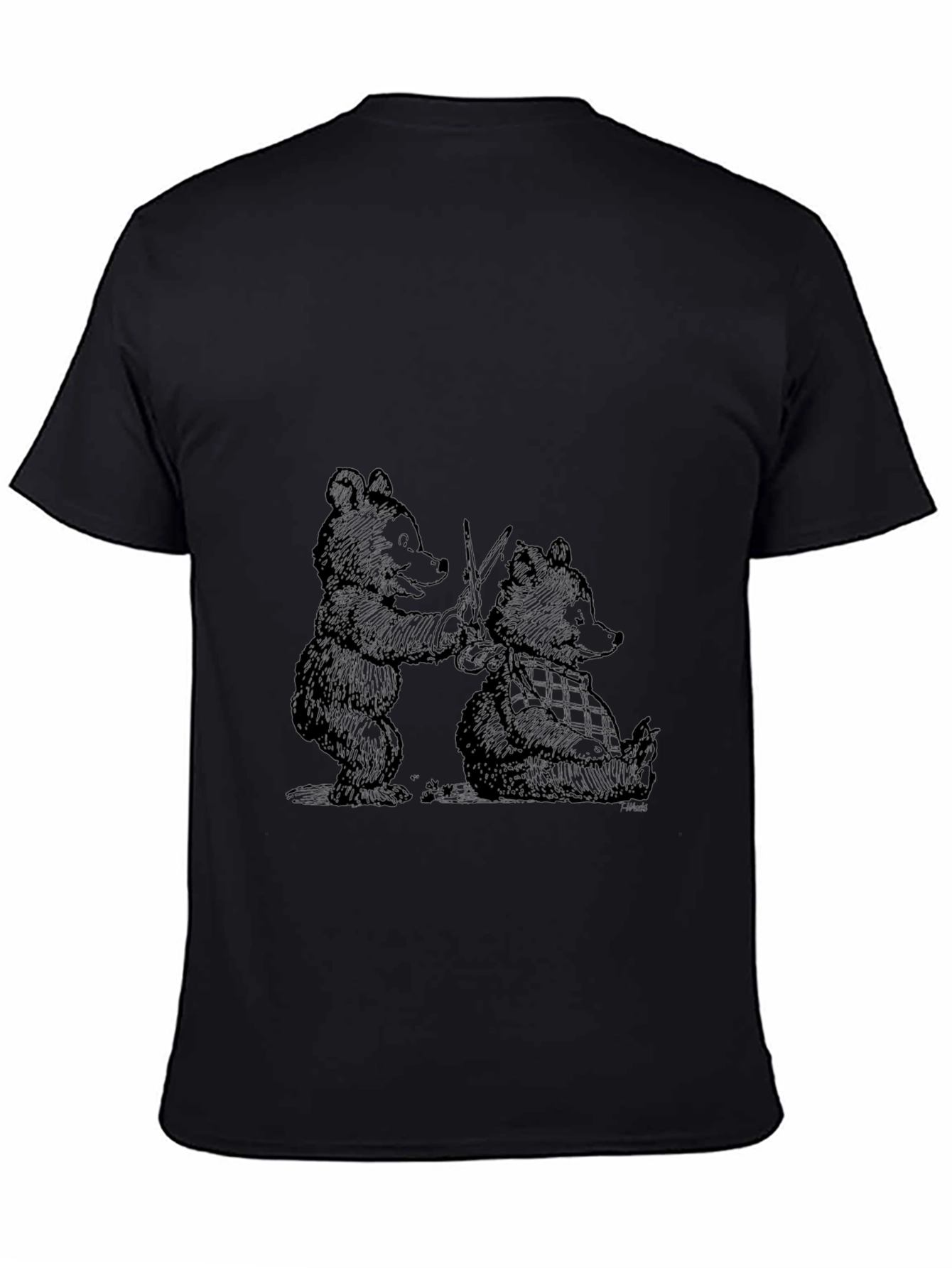 Bear Graphic Tee - Black Cotton T-Shirt