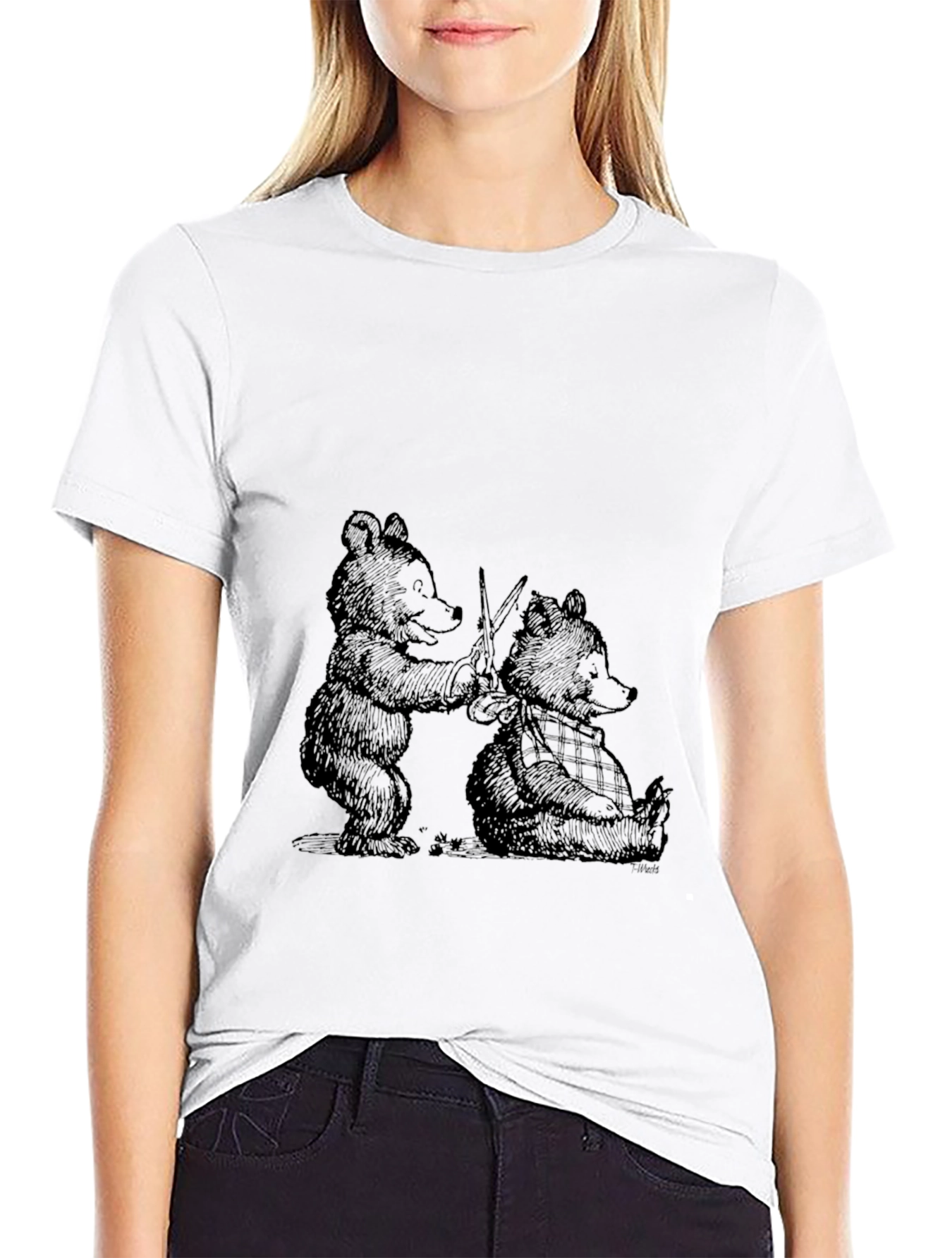Bear Graphic Tee - Black Cotton T-Shirt