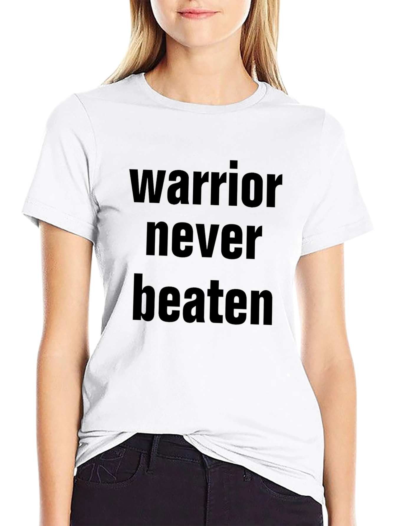 Warrior Never Beaten Black Graphic T-Shirt