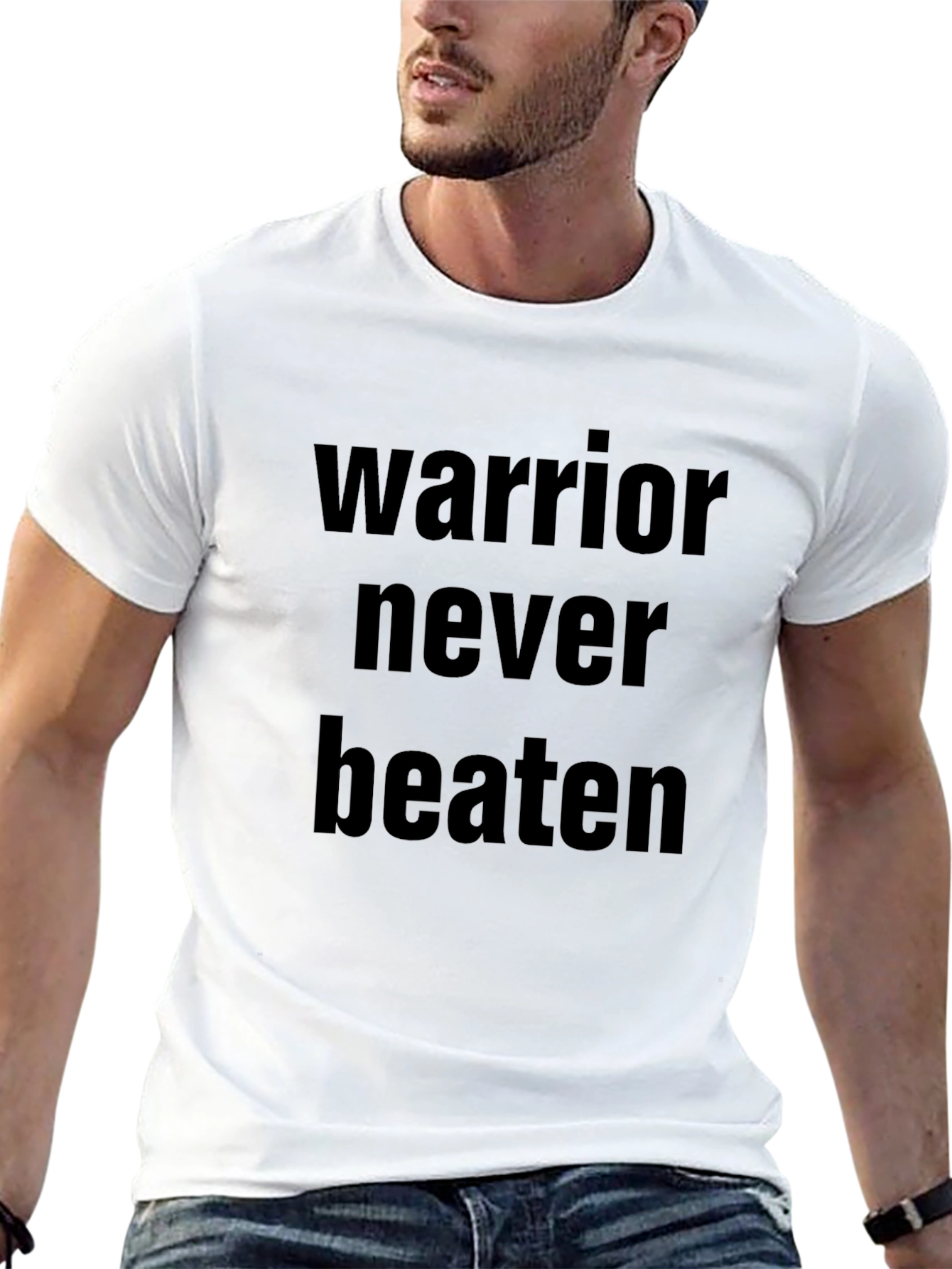 Warrior Never Beaten Black Graphic T-Shirt