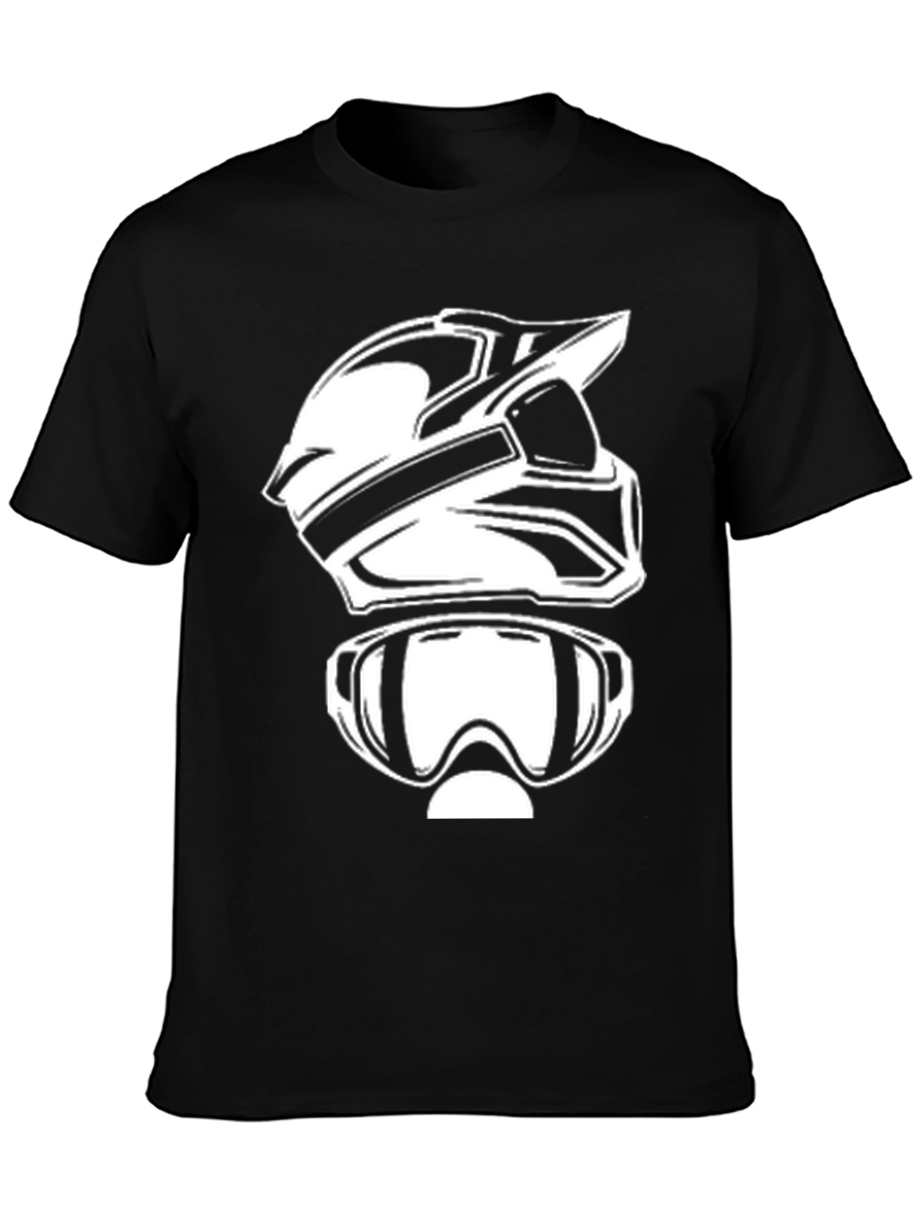 Motocross Helmet & Goggles Graphic Black T-Shirt