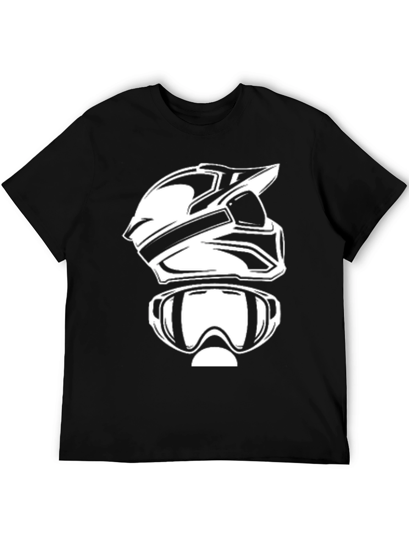 Motocross Helmet & Goggles Graphic Black T-Shirt