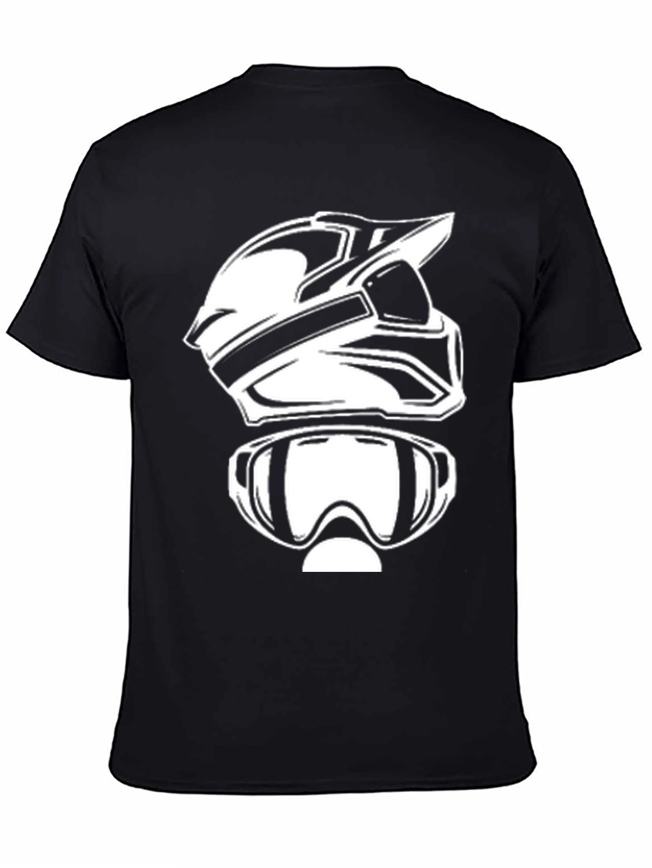 Motocross Helmet & Goggles Graphic Black T-Shirt