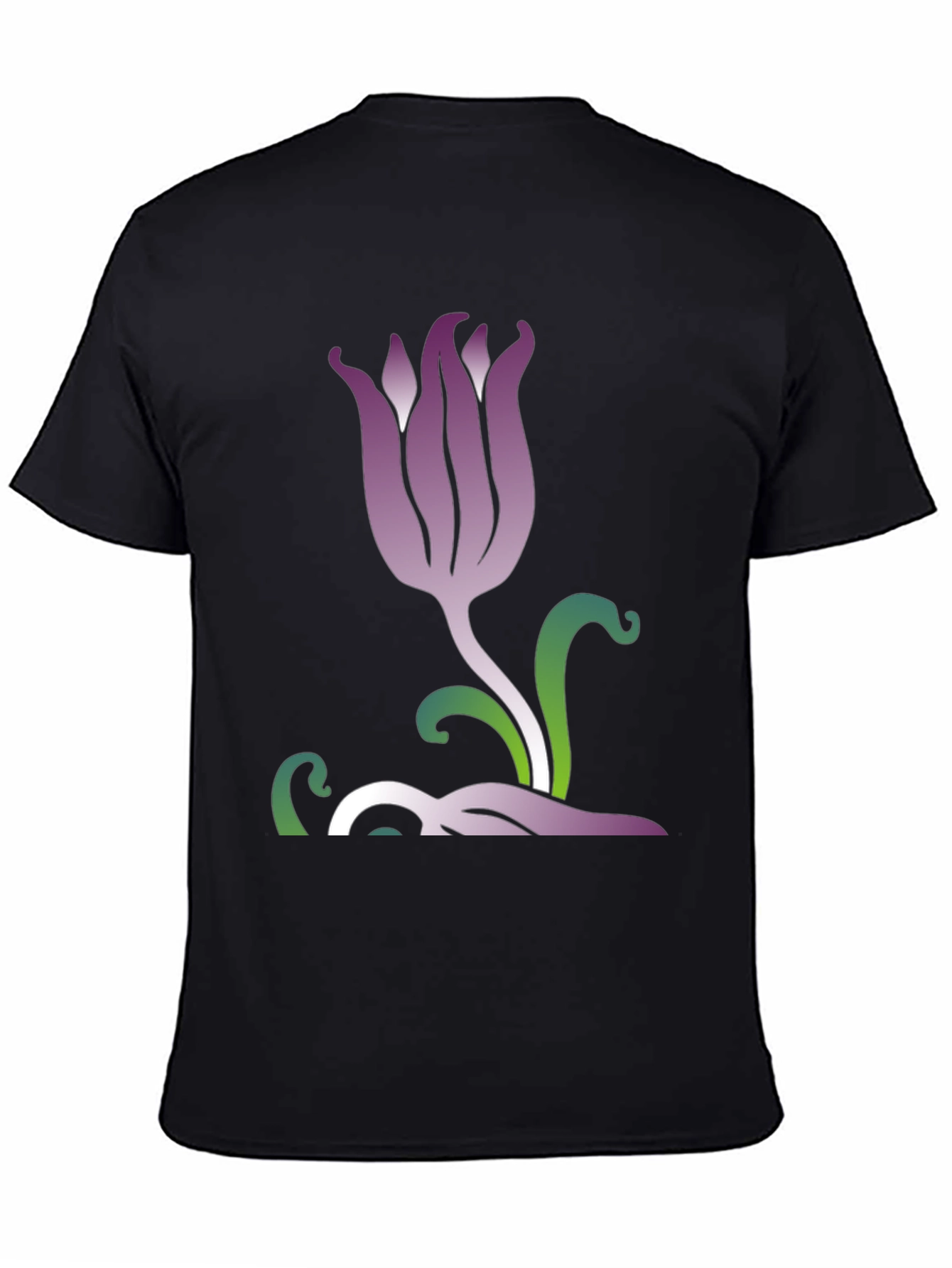 Stylish Floral Graphic Tee - Black Cotton Blend