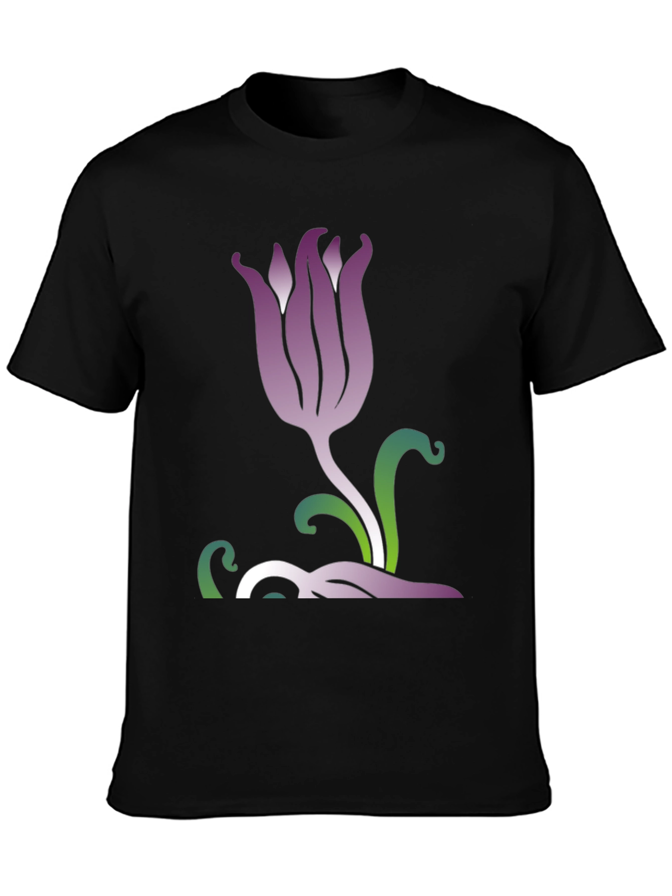 Stylish Floral Graphic Tee - Black Cotton Blend